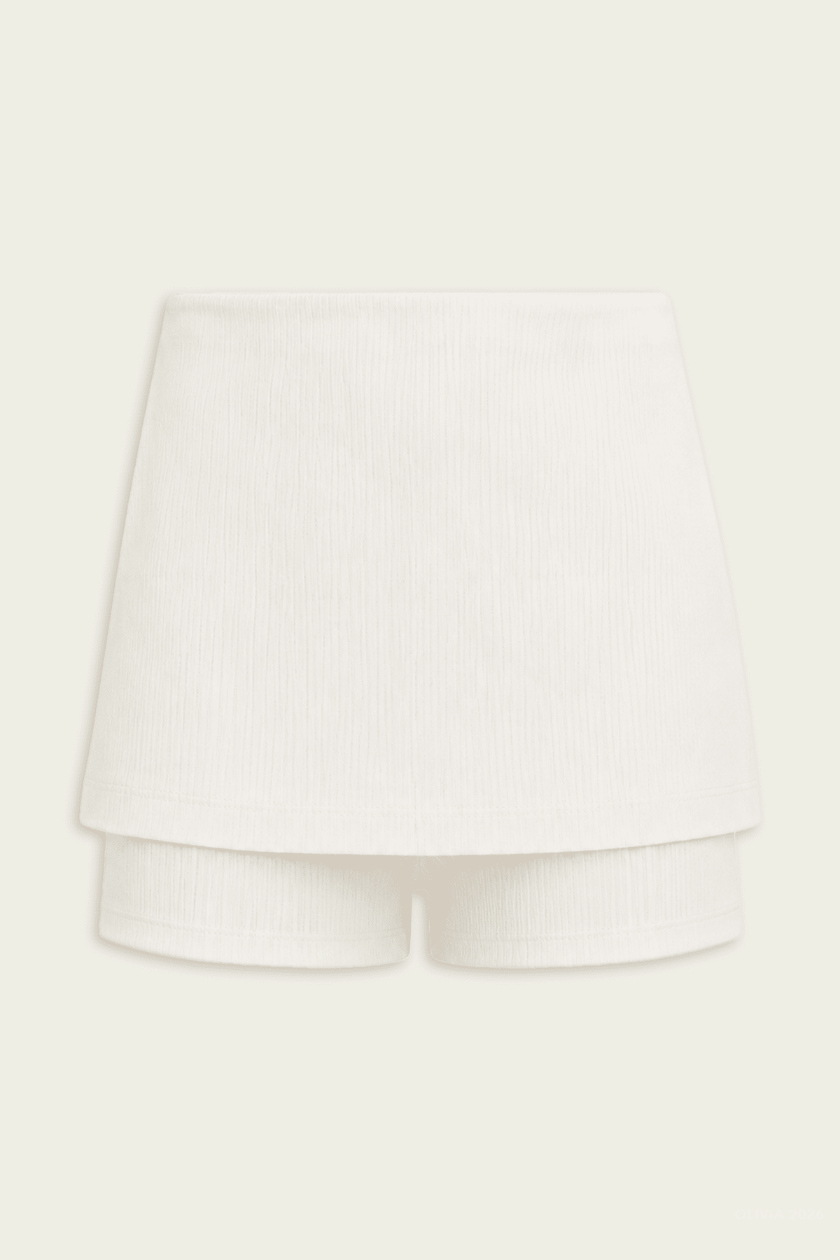Creased Stretch Crepe Skort in Ivory - shop - olivia.com