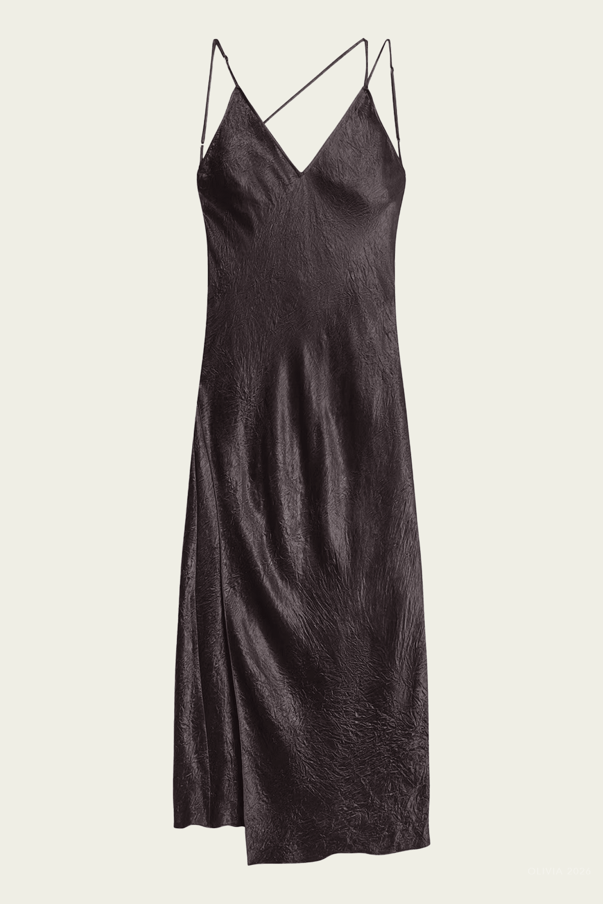 Crinkle Slip Dress in Truffle - shop-olivia.com