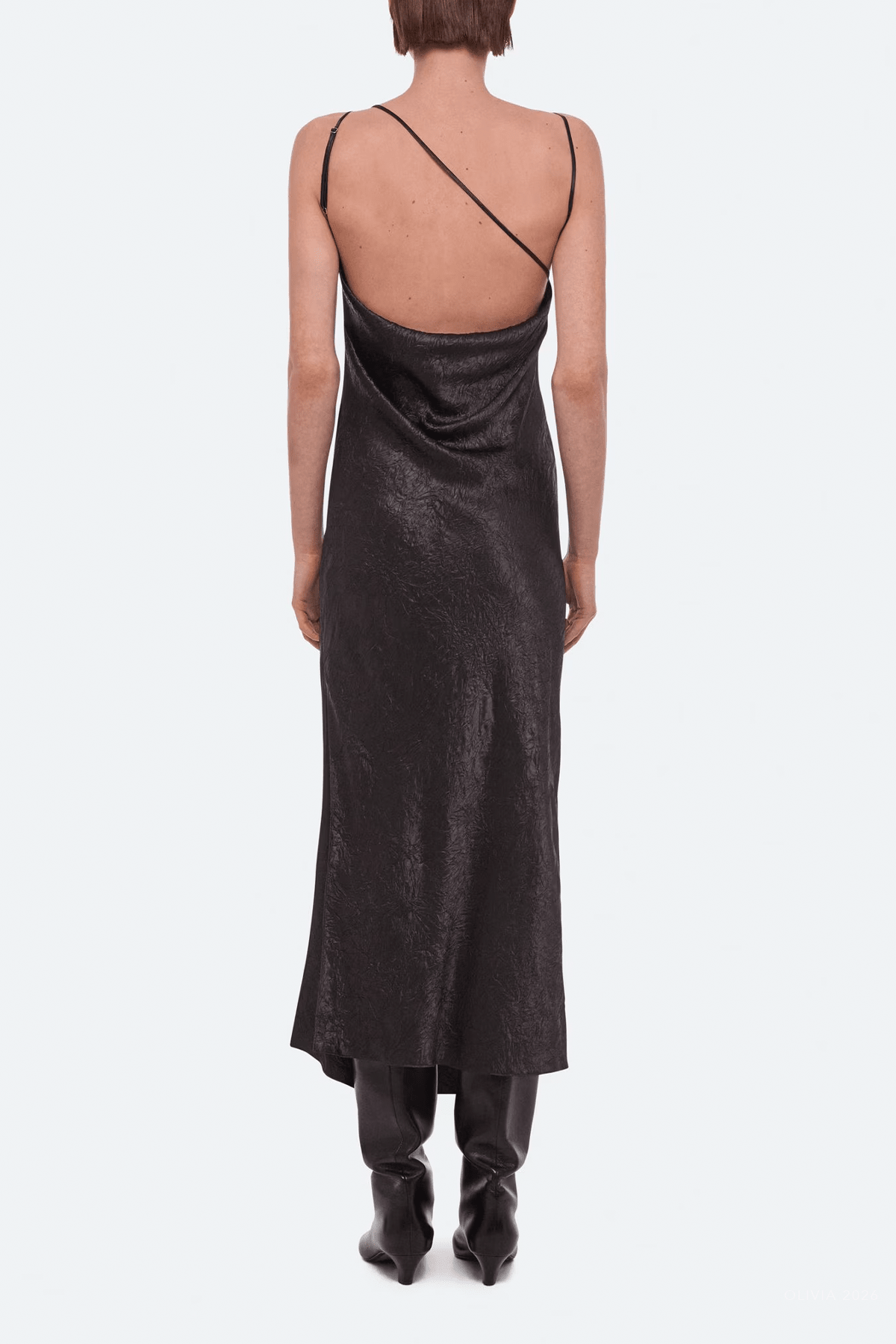 Crinkle Slip Dress in Truffle - shop-olivia.com