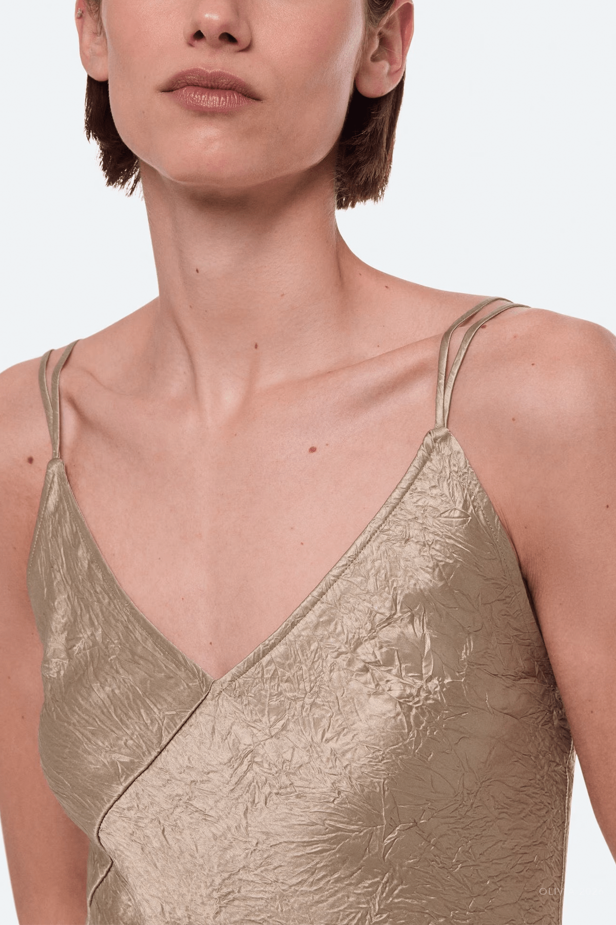 Crinkle Slip Top in Taupe - shop-olivia.com