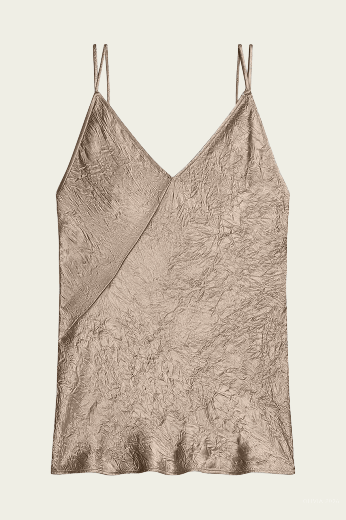 Crinkle Slip Top in Taupe - shop-olivia.com