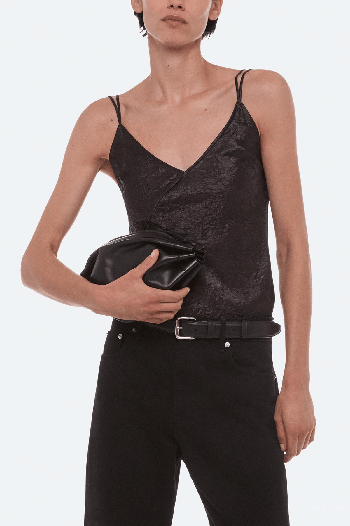 Crinkle Slip Top in Truffle - shop-olivia.com