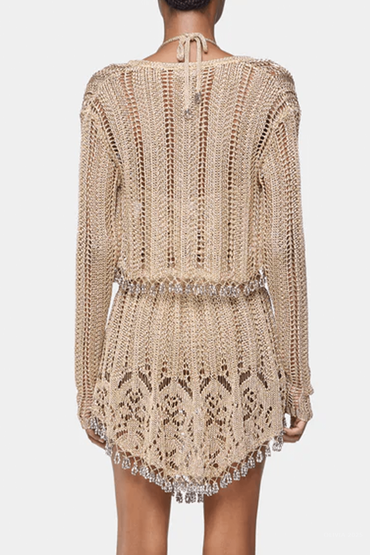 Crochet - Knit Cardigan in Light Gold - shop - olivia.com