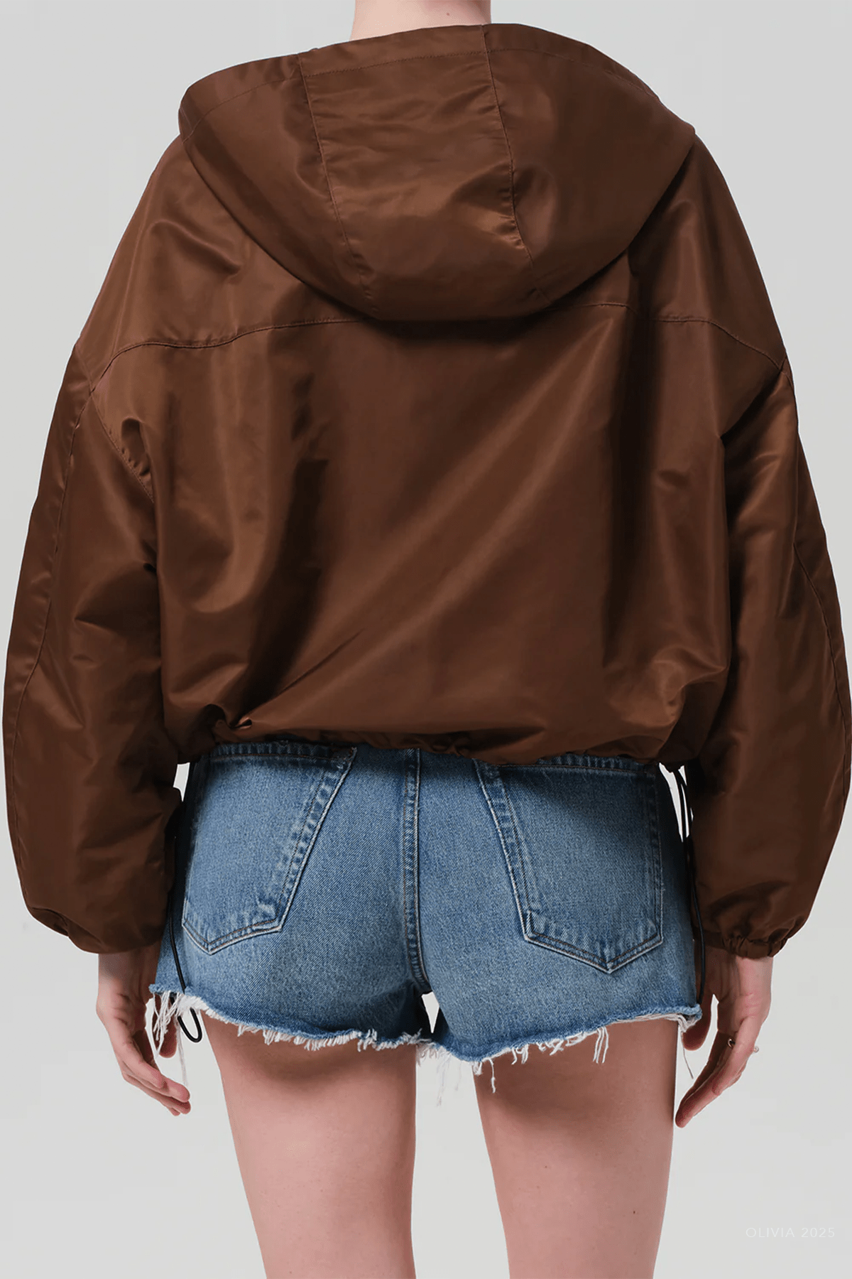Cropped Nylon Windbreaker in Brown - shop - olivia.com