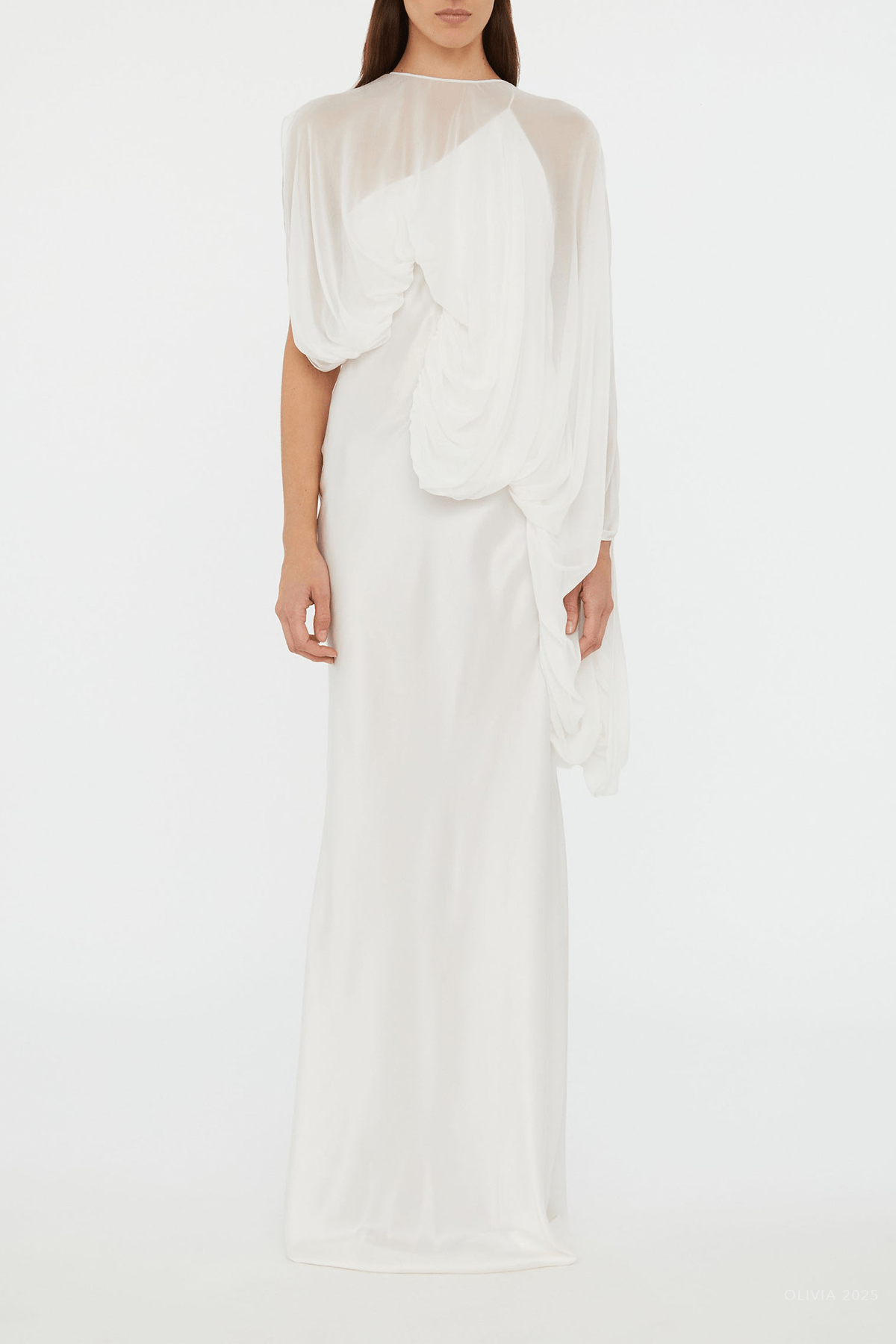 Cumulus Draped Sleeve Dress in White - shop - olivia.com