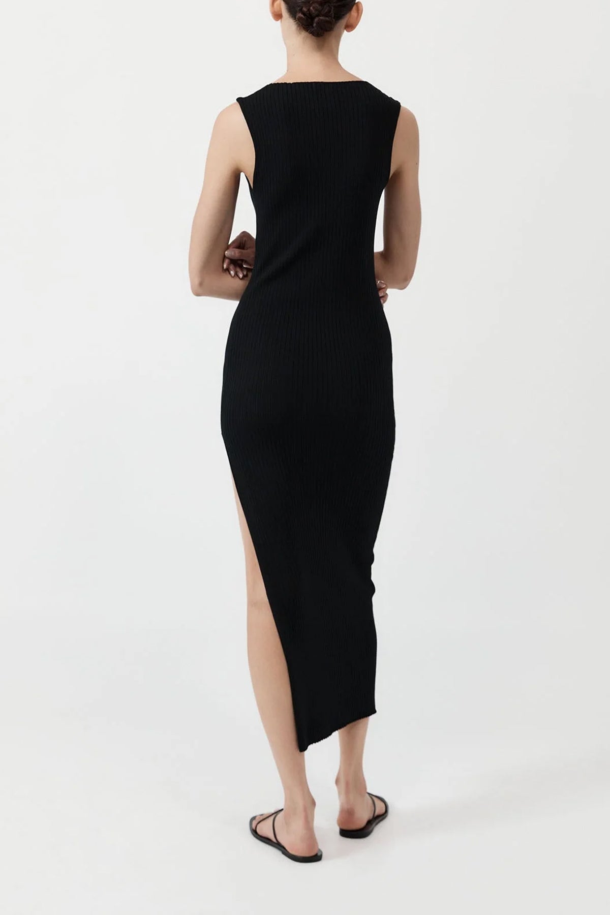 Cut Away Knit Dress in Black - shop-olivia.com