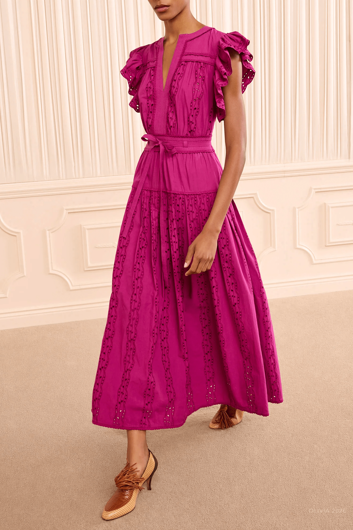 Dani Short-Sleeve Cotton Dress in Orchid - shop-olivia.com