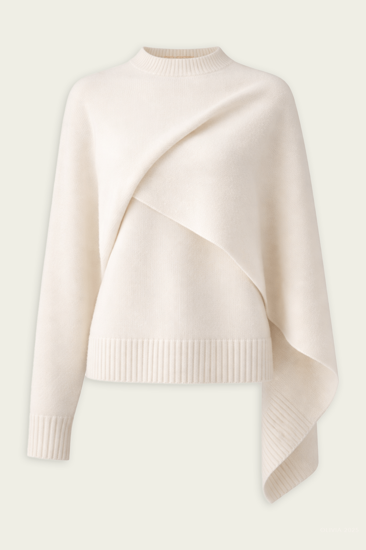 Davin Draped Wool Sweater in Ivory - shop - olivia.com