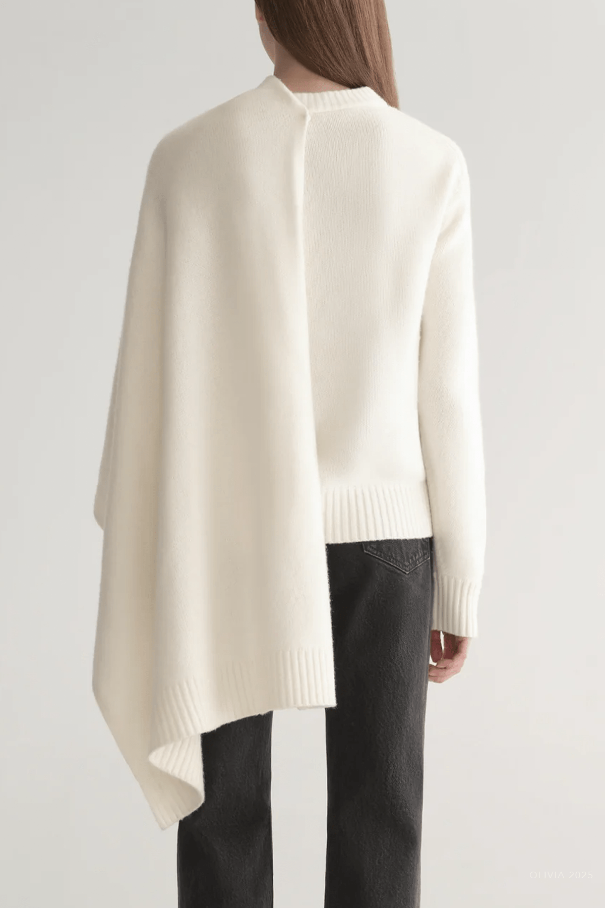 Davin Draped Wool Sweater in Ivory - shop - olivia.com