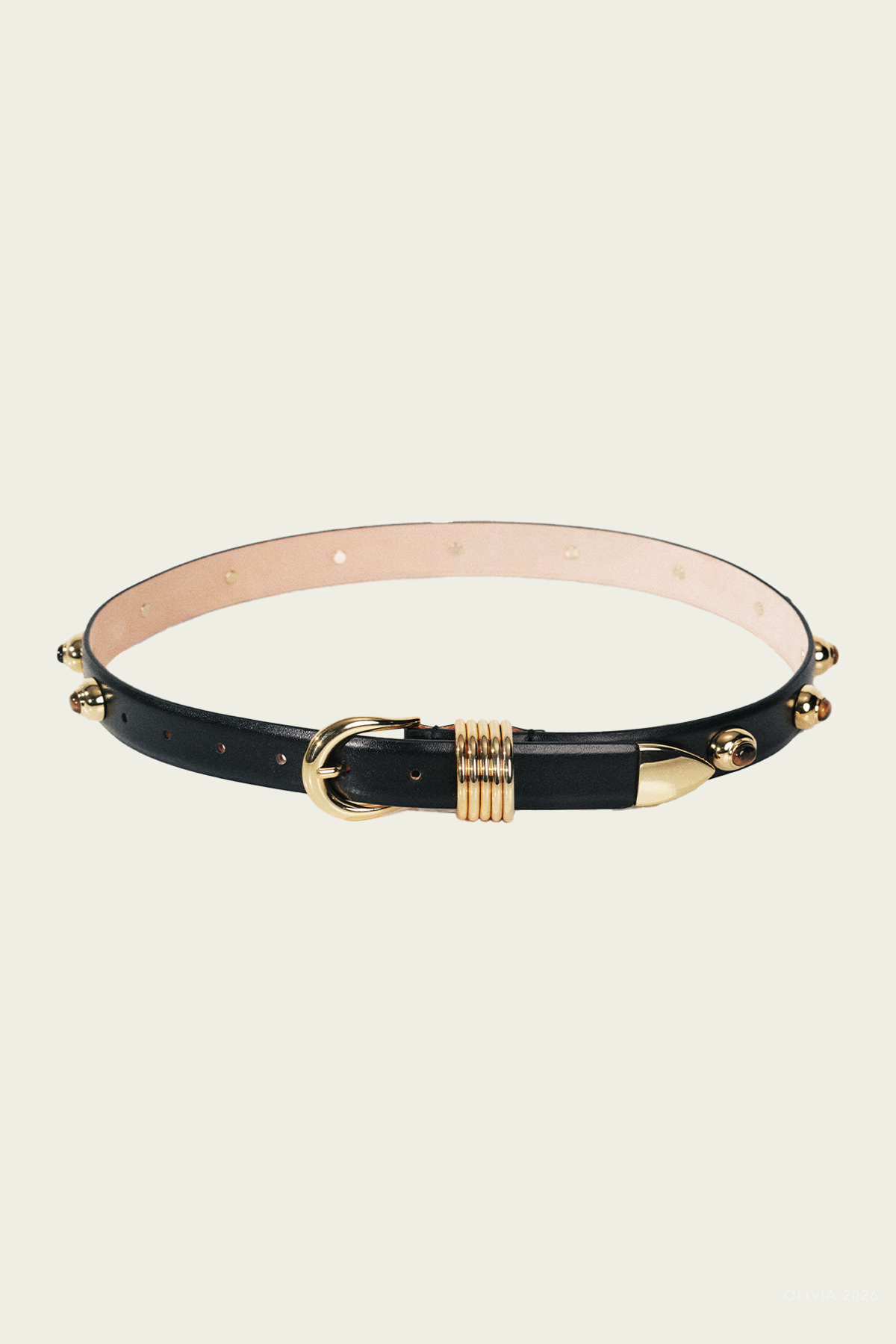 Hollyhock Stone Belt in Black Gold