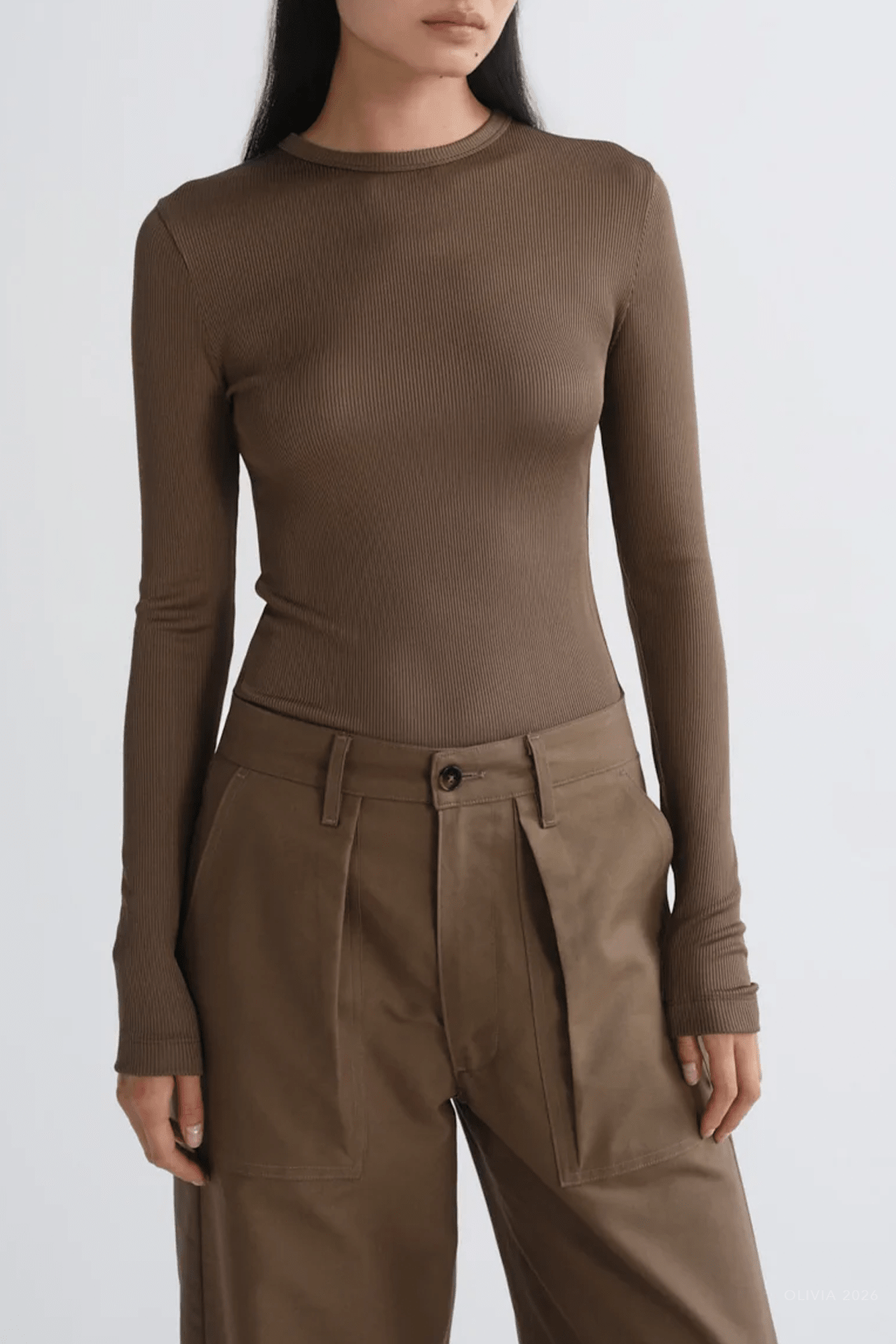 Delphi Slim Tee in Brunel - shop-olivia.com