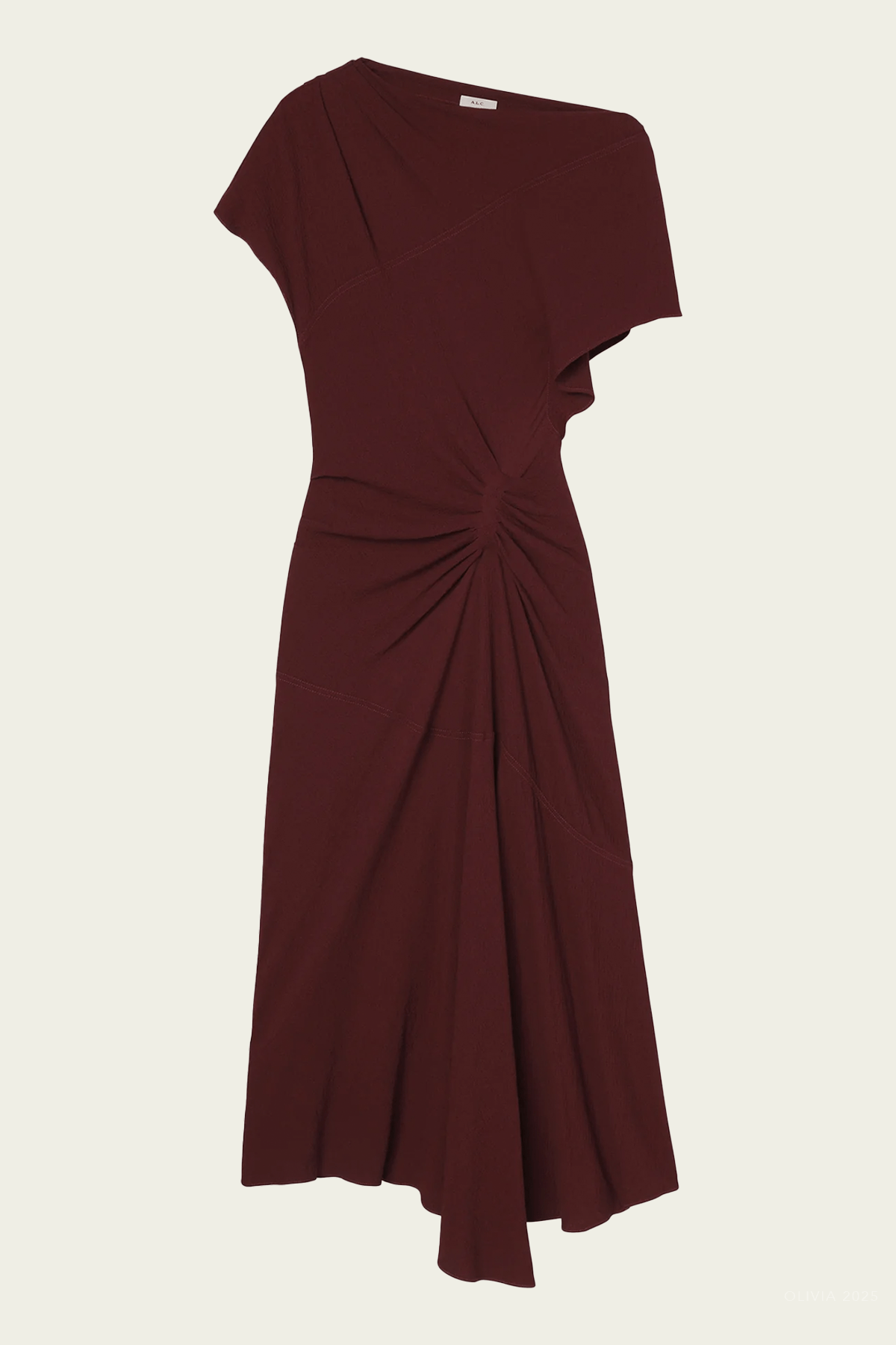 Dena Crepe Midi Dress in Black Cherry - shop - olivia.com