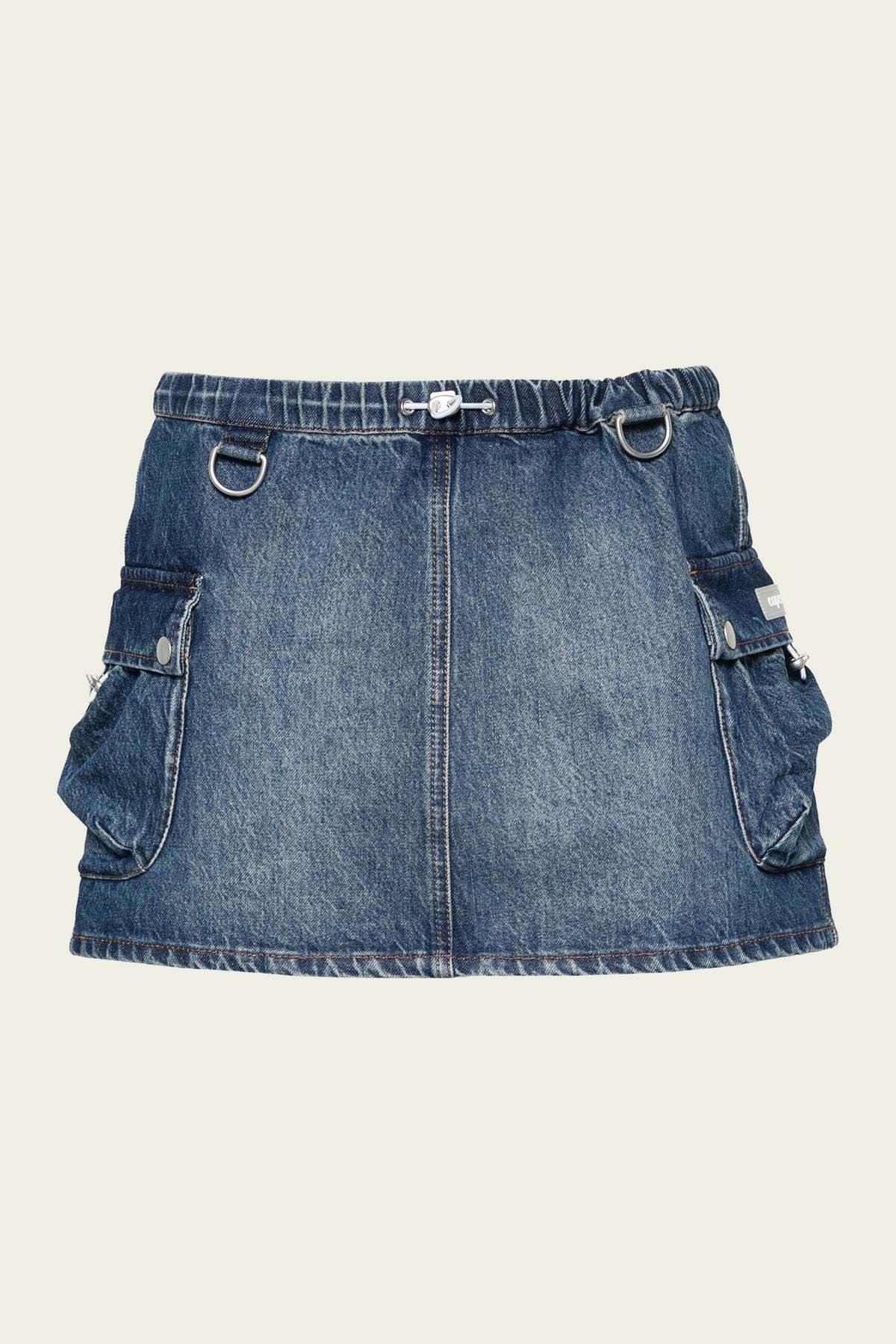 Denim Cargo Mini Skirt in Blue - shop-olivia.com