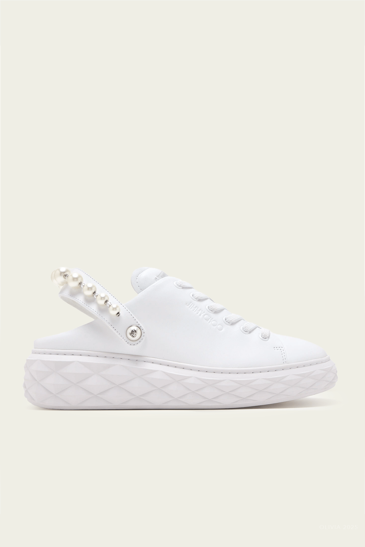 Diamond Maxi Pearl Slingback Trainers in White - shop - olivia.com