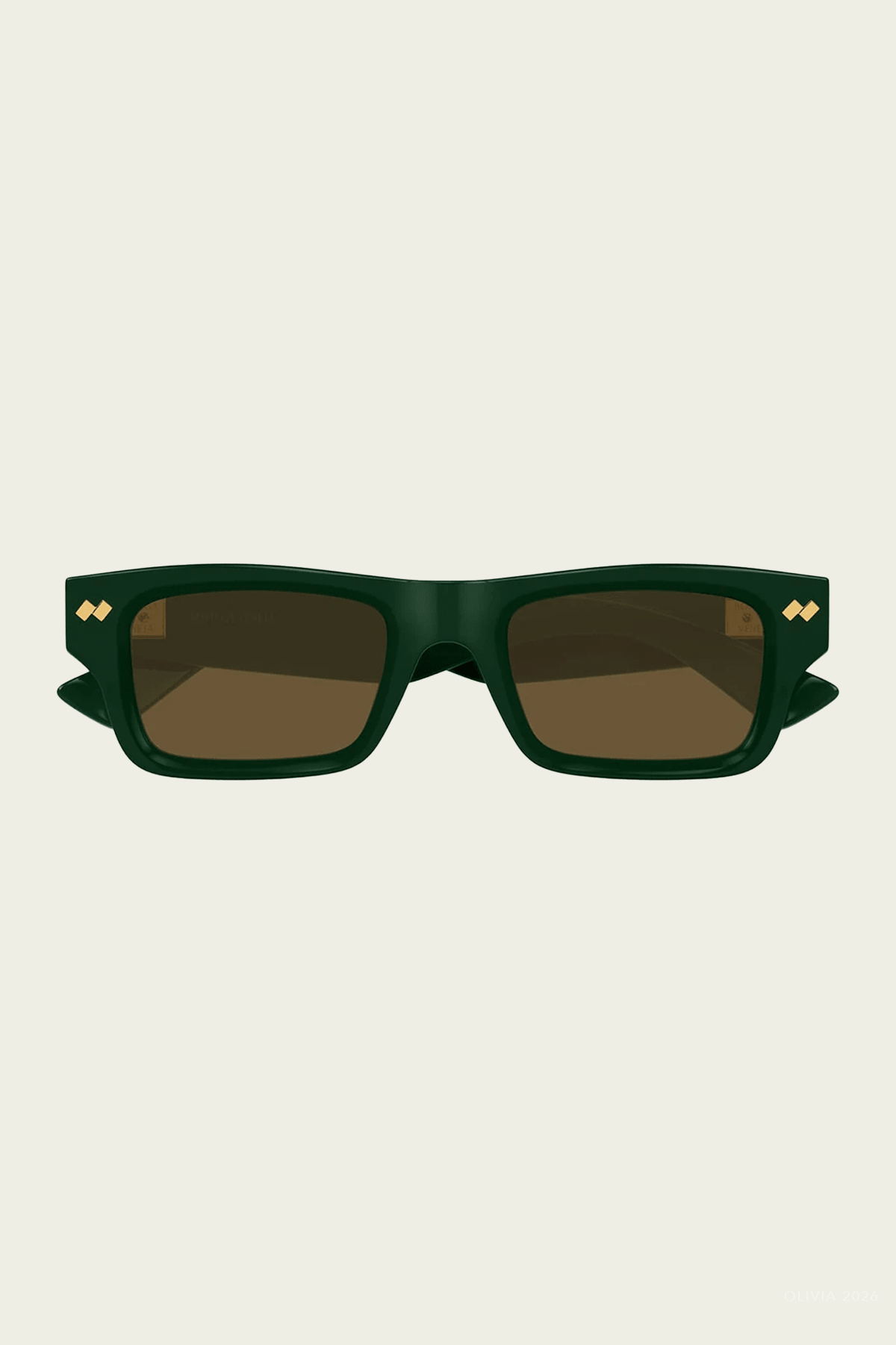 Dizzy Square Sunglasses in Green Brown - shop-olivia.com