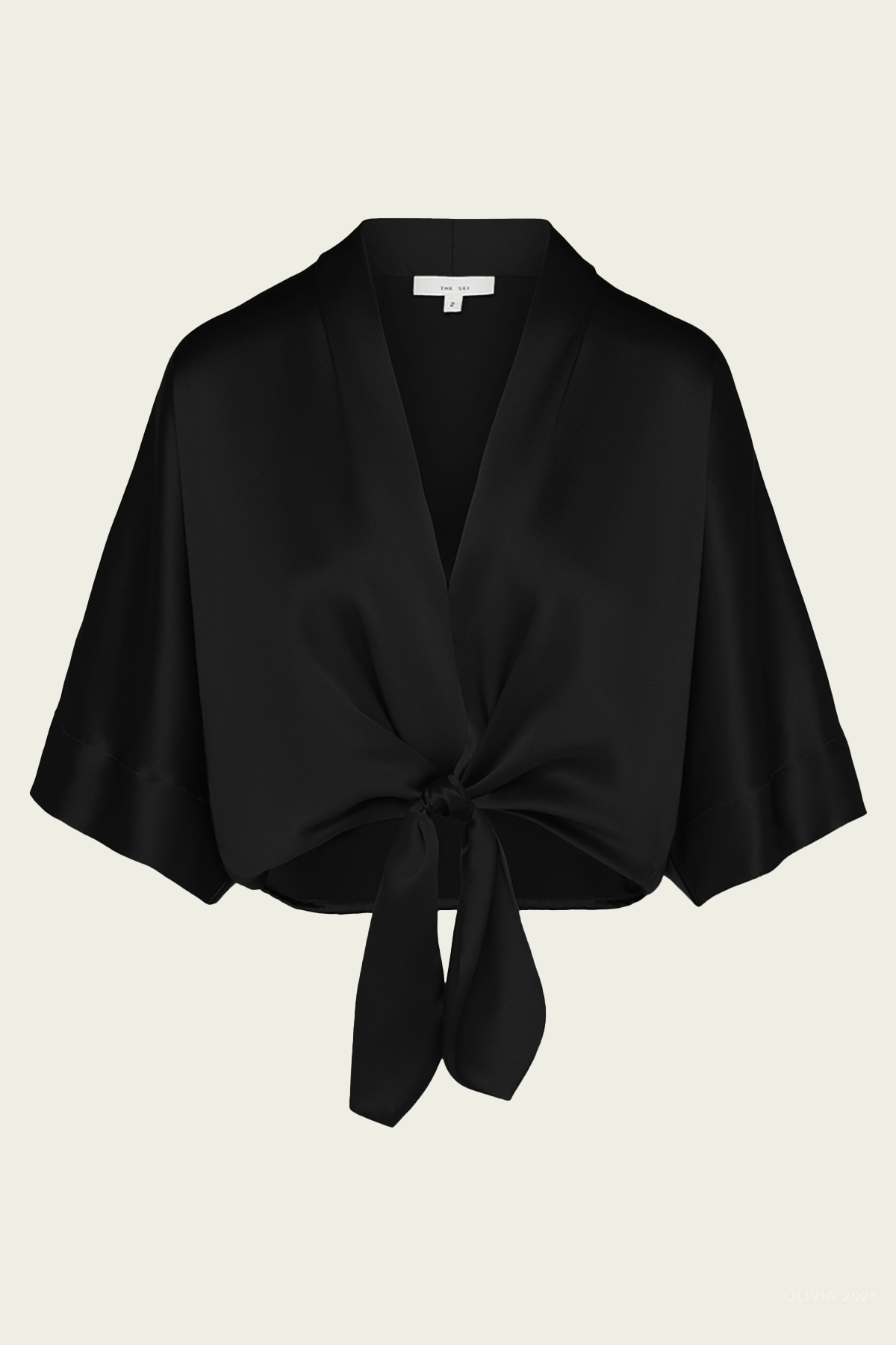 Dolman Tie Front Blouse in Black - shop - olivia.com