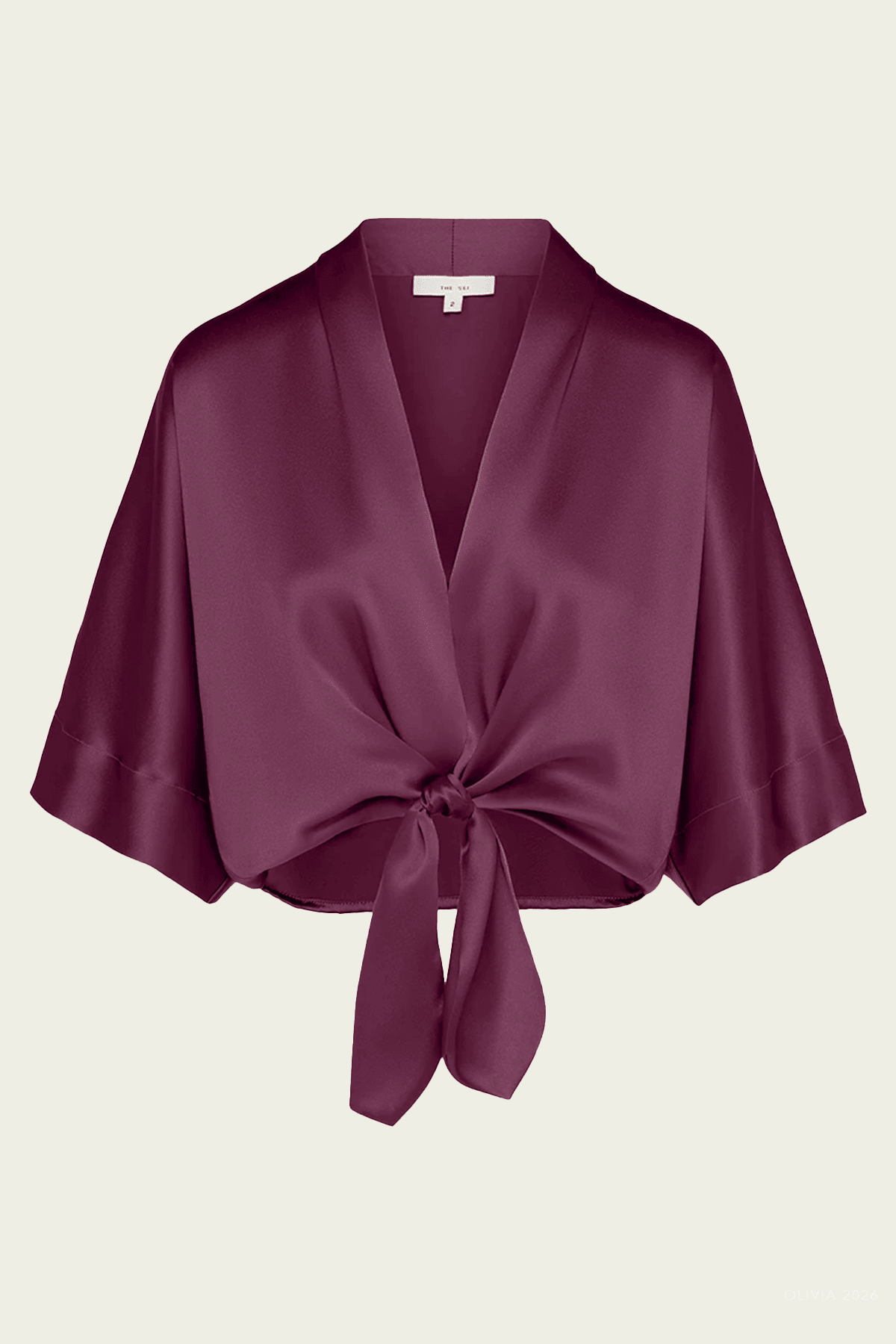 Dolman Tie Front Blouse in Merlot - shop - olivia.com