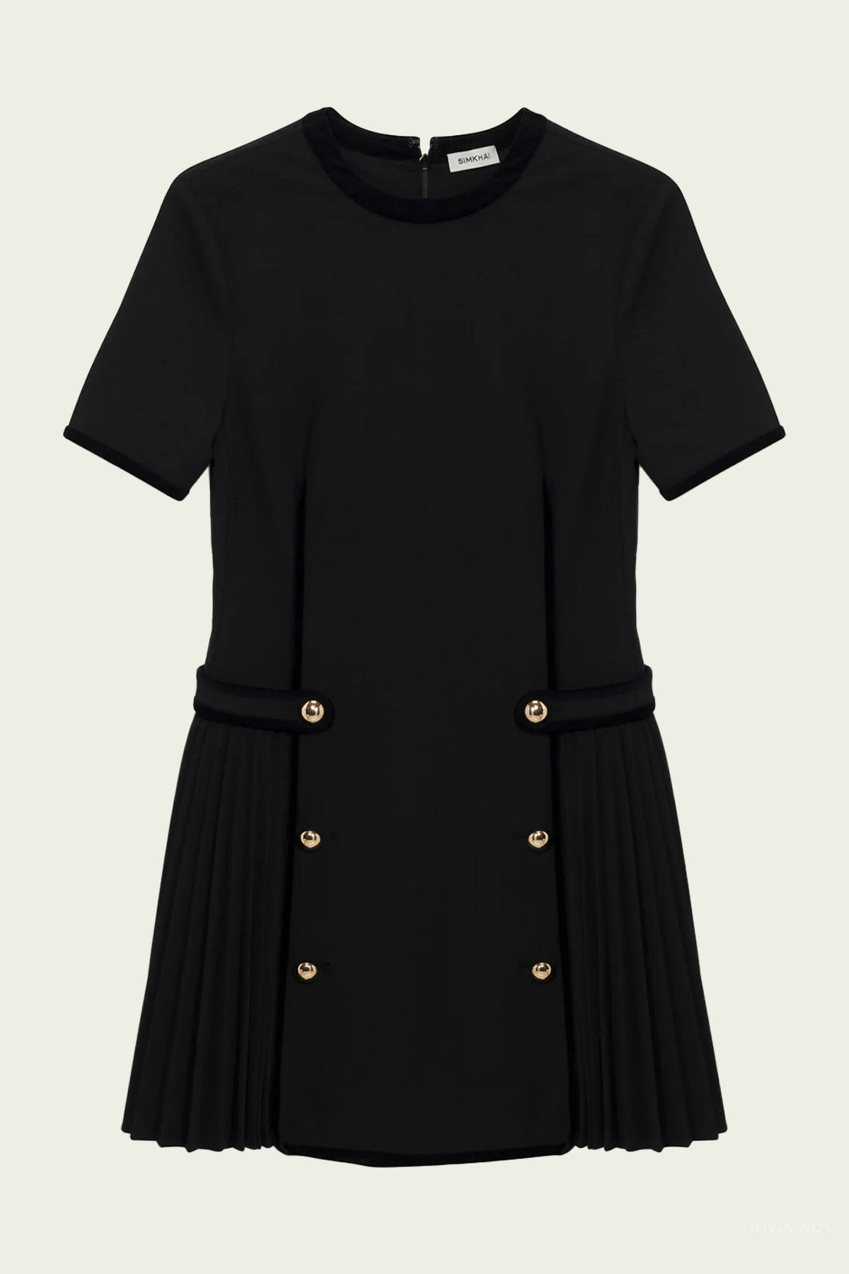 Doria Velvet Trimmed Mini Dress in Black - shop - olivia.com