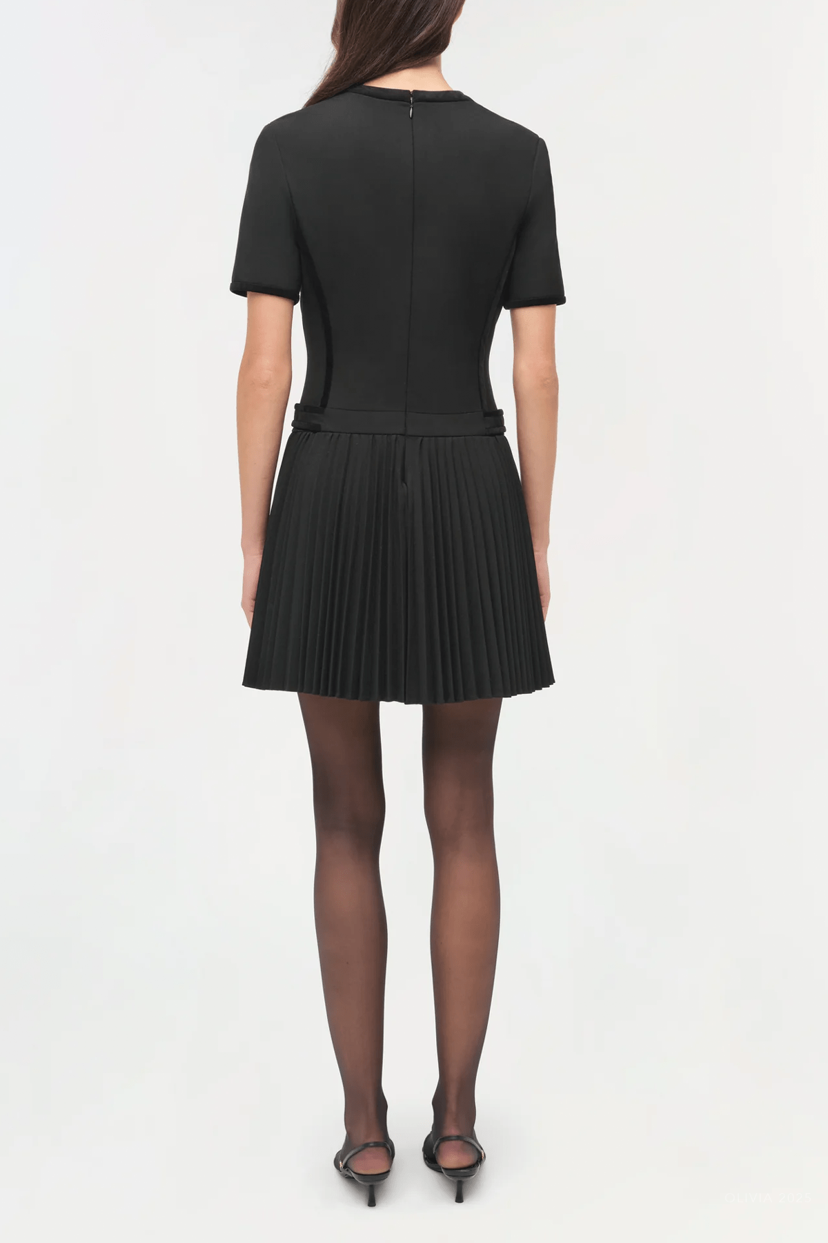 Doria Velvet Trimmed Mini Dress in Black - shop - olivia.com