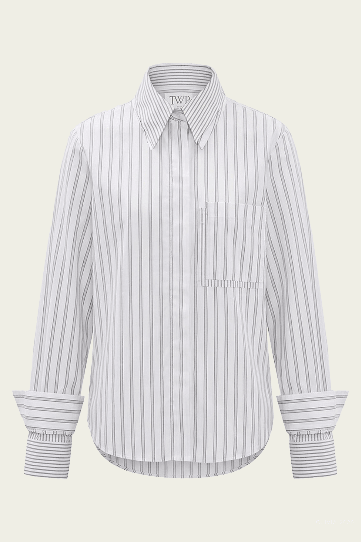 Double Layer Boyfriend Shirt in Turkish Coffee Ivory - shop-olivia.com