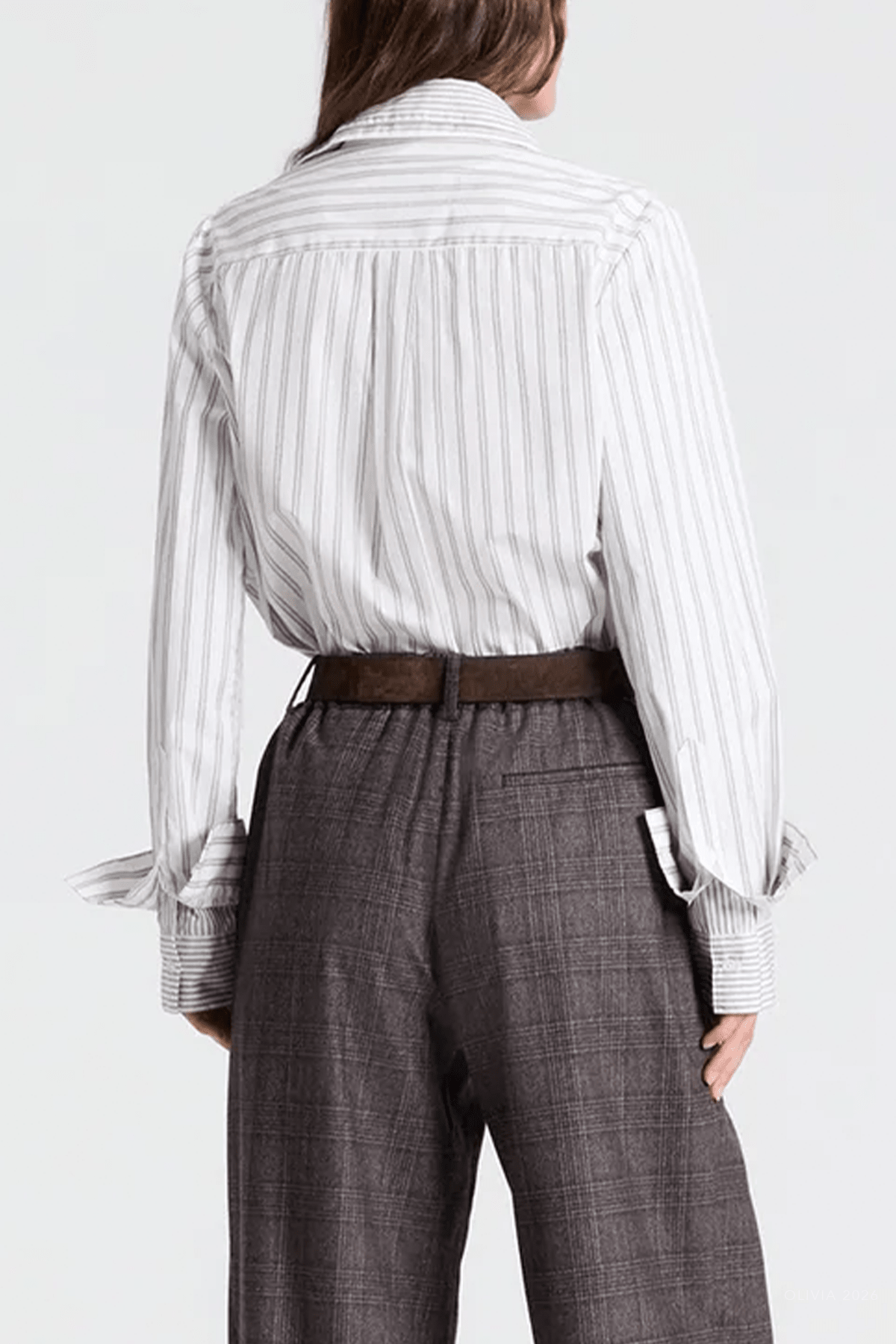 Double Layer Boyfriend Shirt in Turkish Coffee Ivory - shop-olivia.com