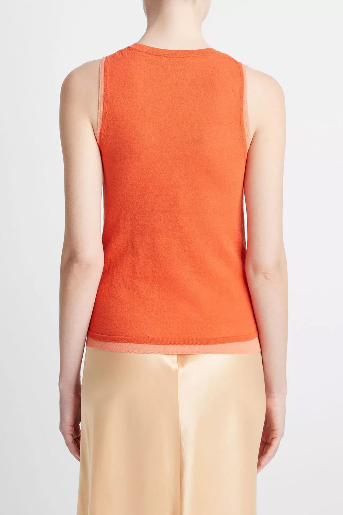 Double-Layer Knit Shell in Coral Combo - shop-olivia.com