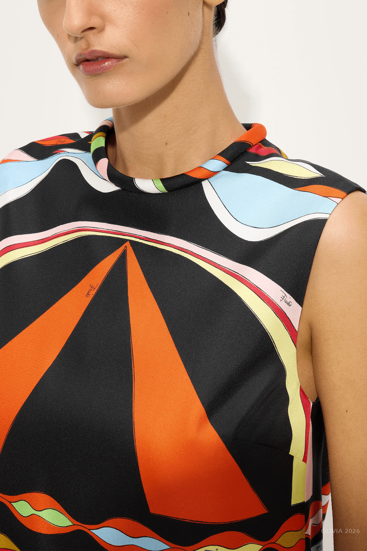 Dune-Print Silk Dress in Multicolor - shop-olivia.com