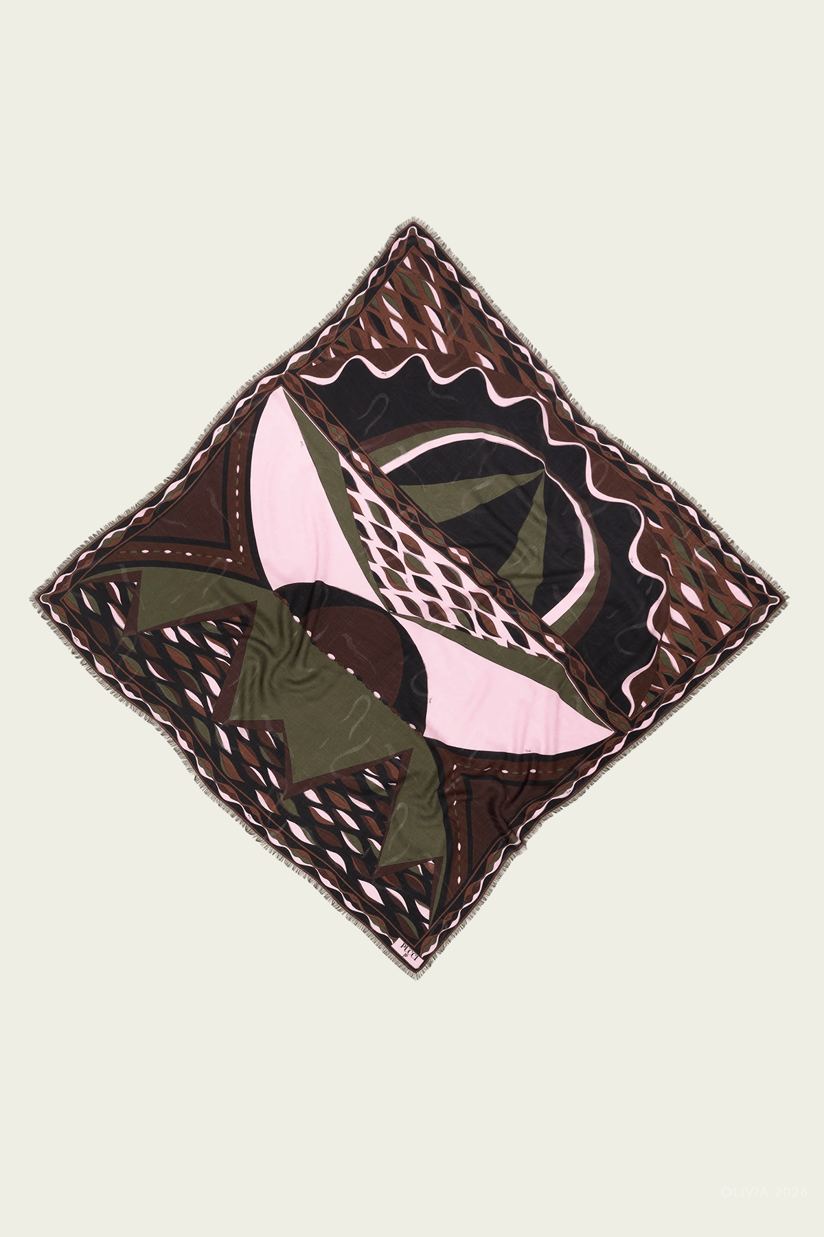 Dune-Print Wool and Silk Pashmina in Khaki Pink - shop-olivia.com