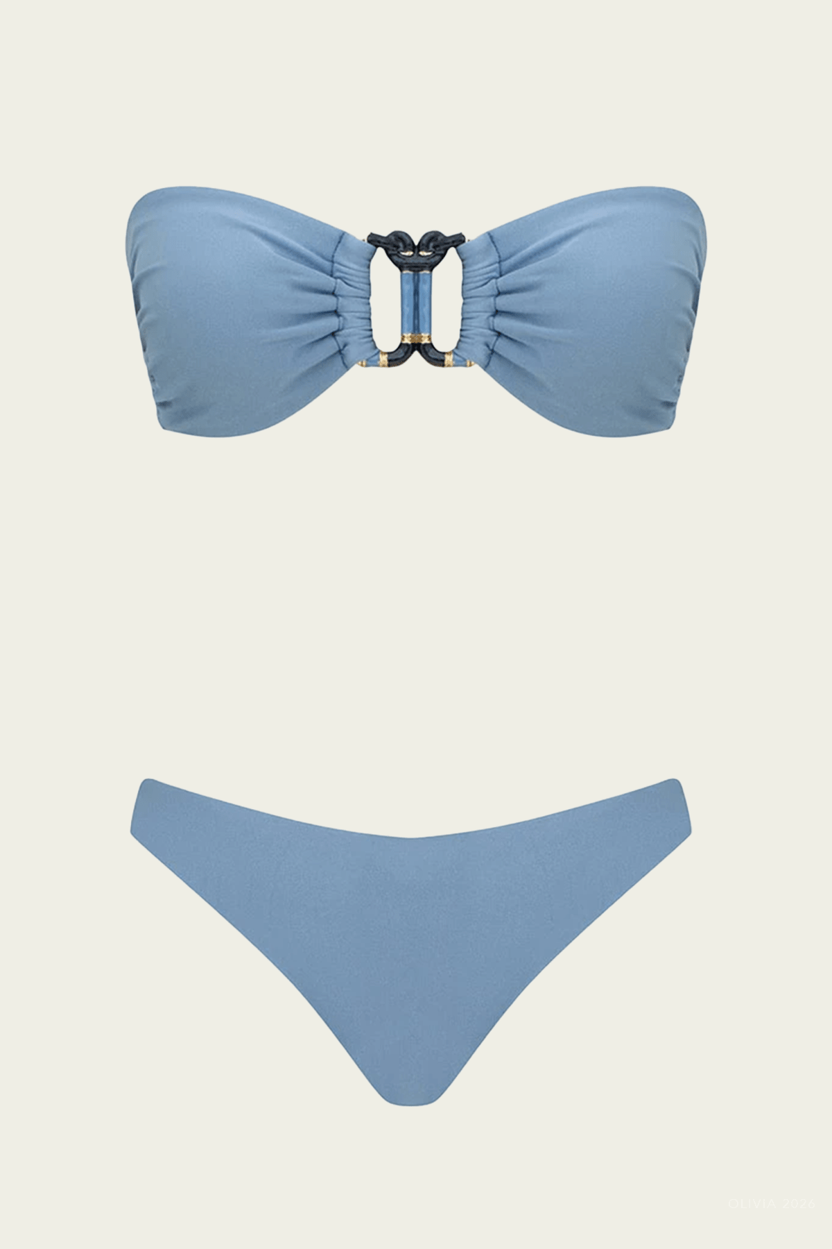 Echo Knot Trim Bandeau Bikini Set in River Blue - shop-olivia.com