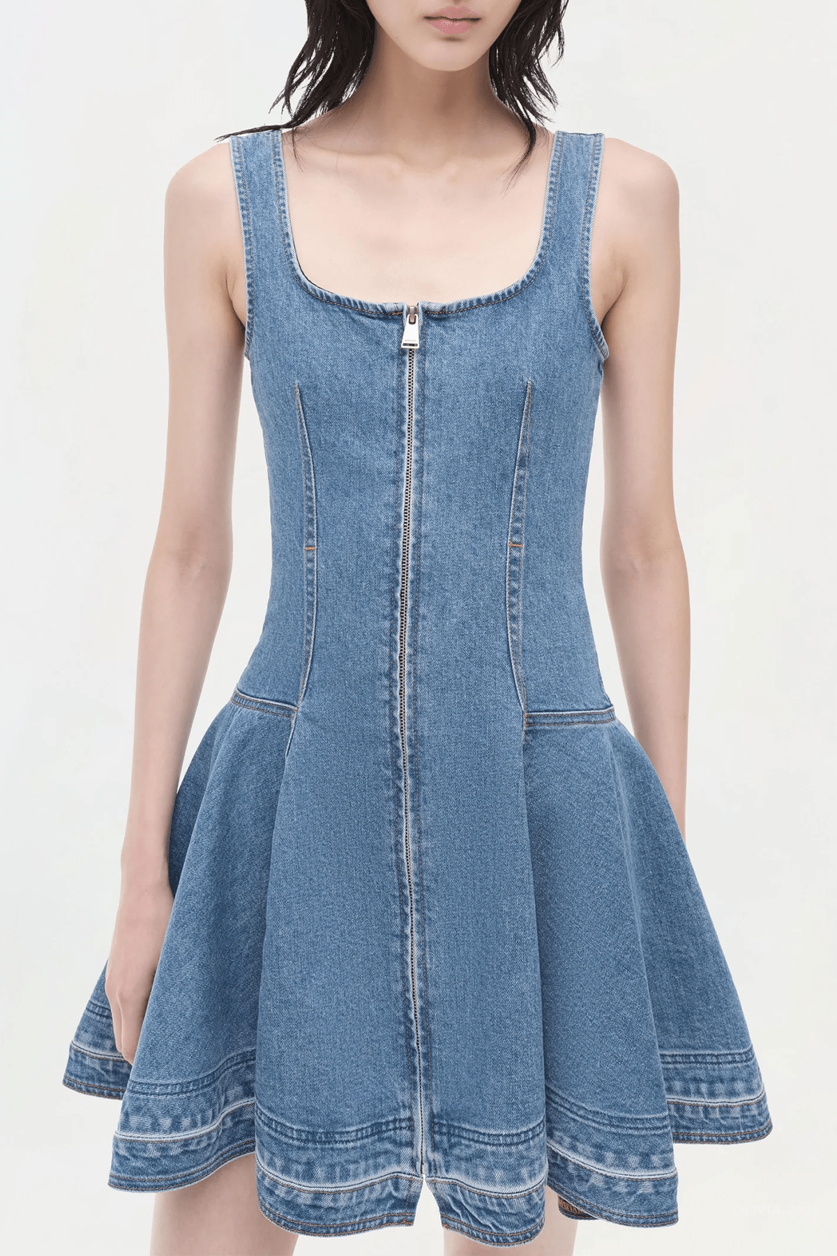 Eleodra Denim Mini Dress in Zanpa - shop - olivia.com
