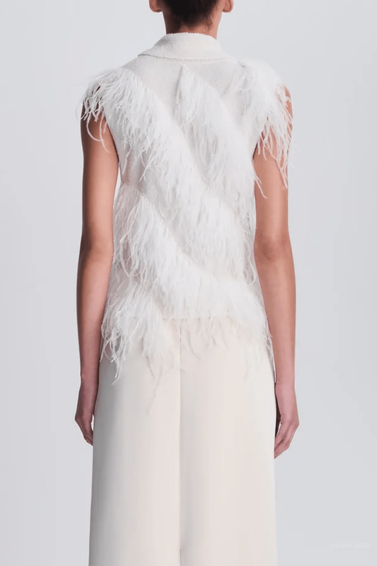 Elinor Feather Top in Ivory - shop-olivia.com