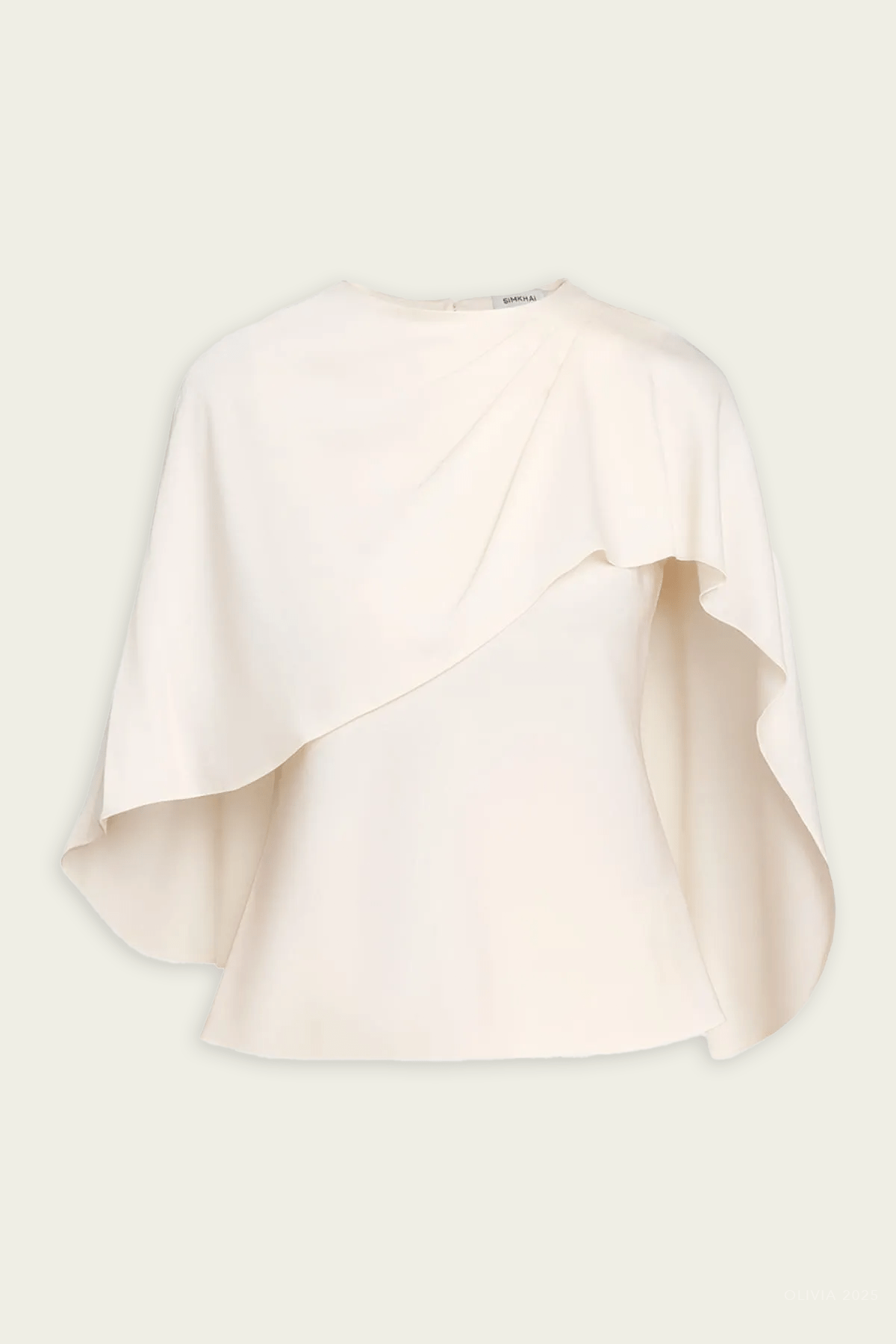 Eliora Draped Satin Cape Top in Cream - shop - olivia.com