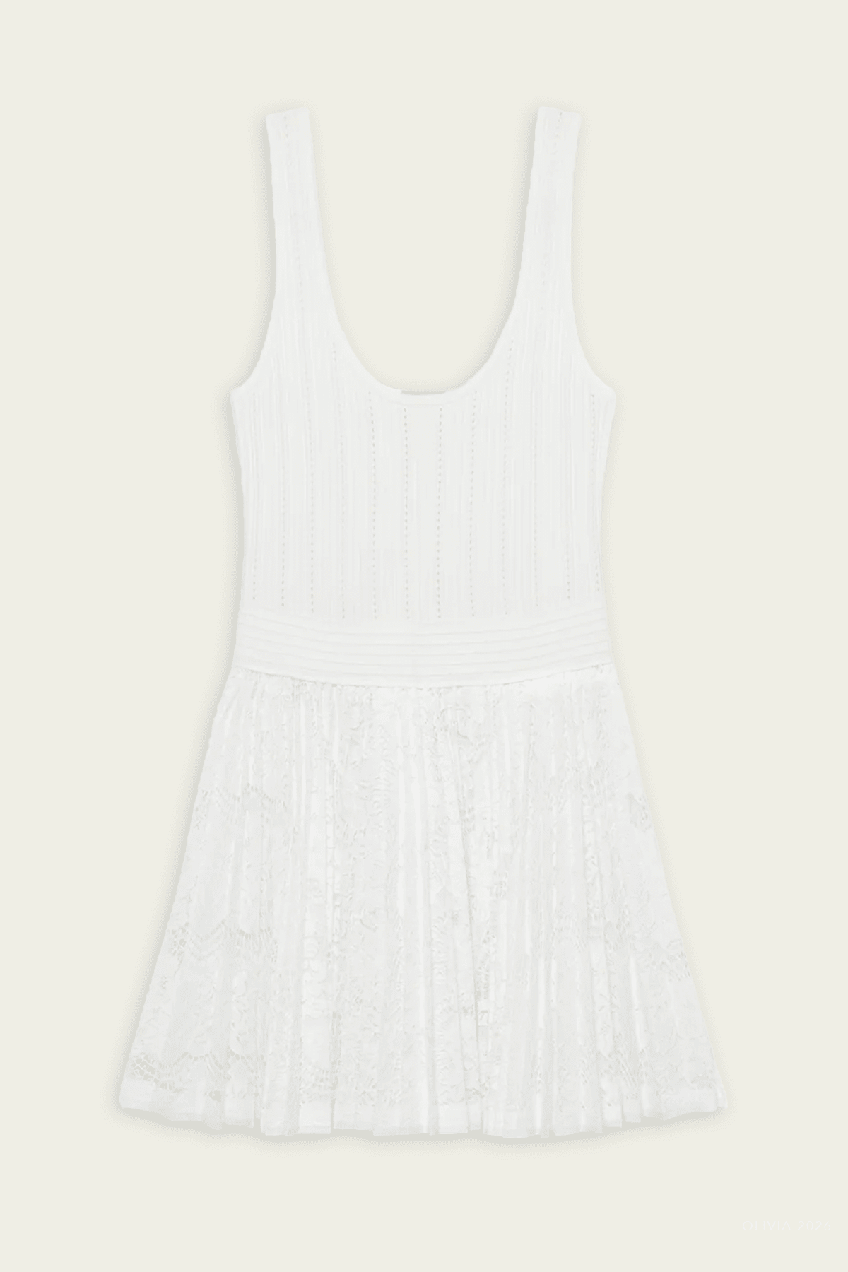 Ellis Knit Lace Mini Dress in Ivory - shop - olivia.com