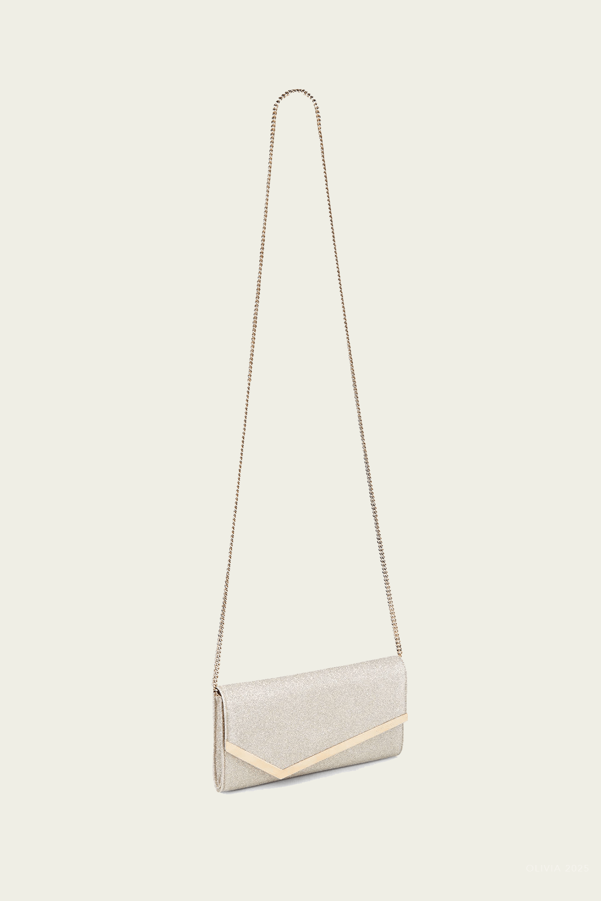 Emmie Dusty Glitter Clutch Bag in Platinum Ice - shop - olivia.com