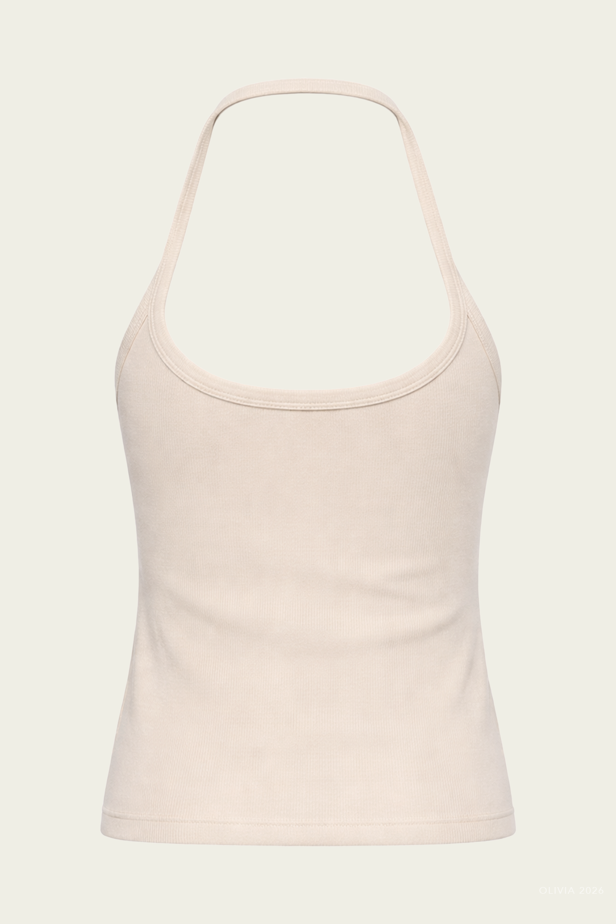 Cotton Rib Halter Tank in Pearl Grey