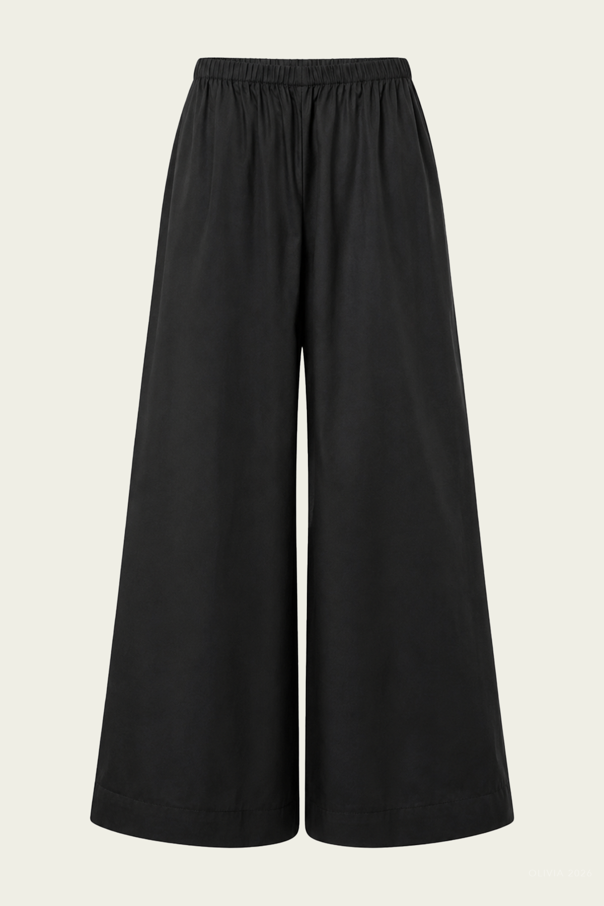 Cotton Cropped Palazzo Pant in Black