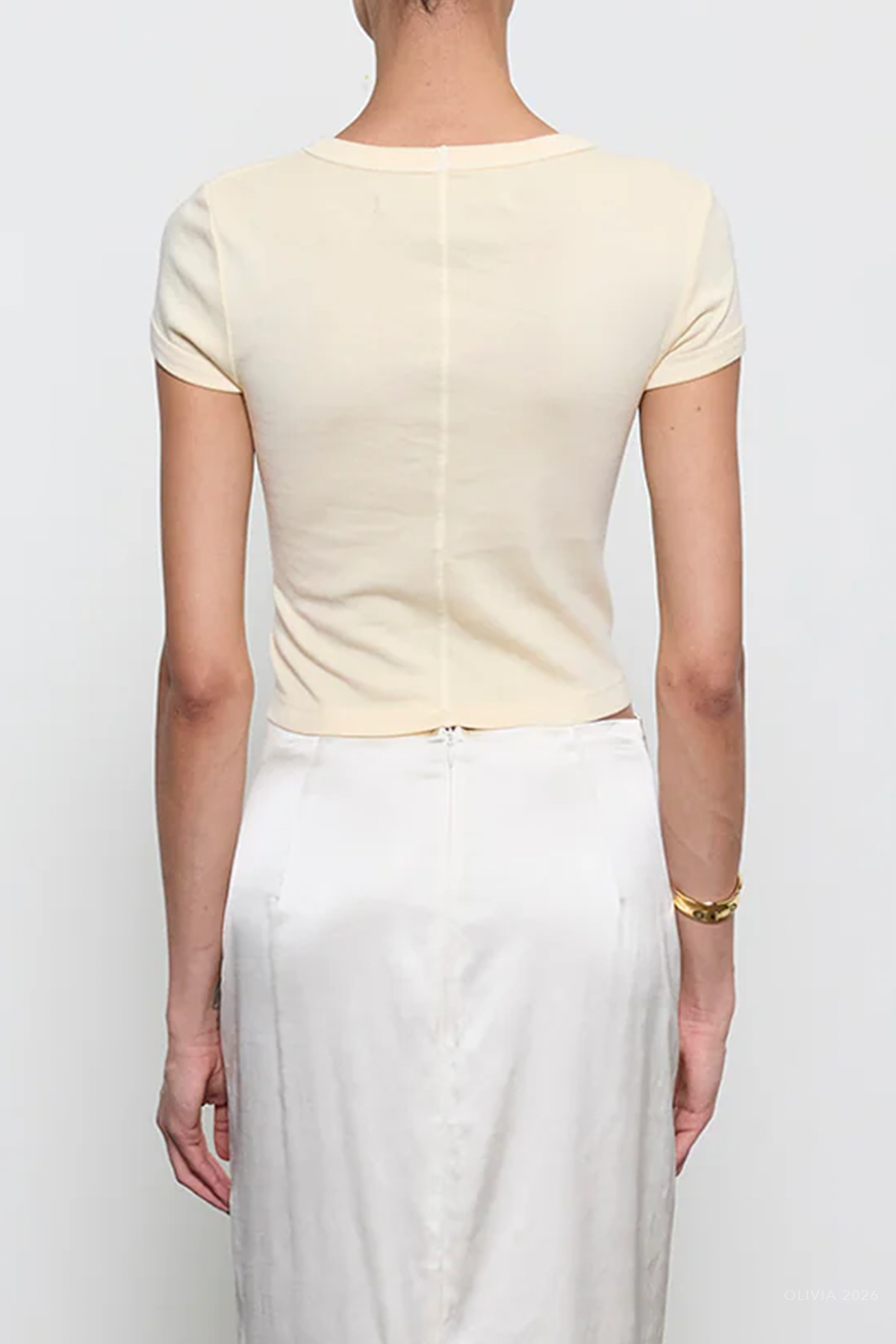 Supima Baby Rib Cropped Tee in Flan