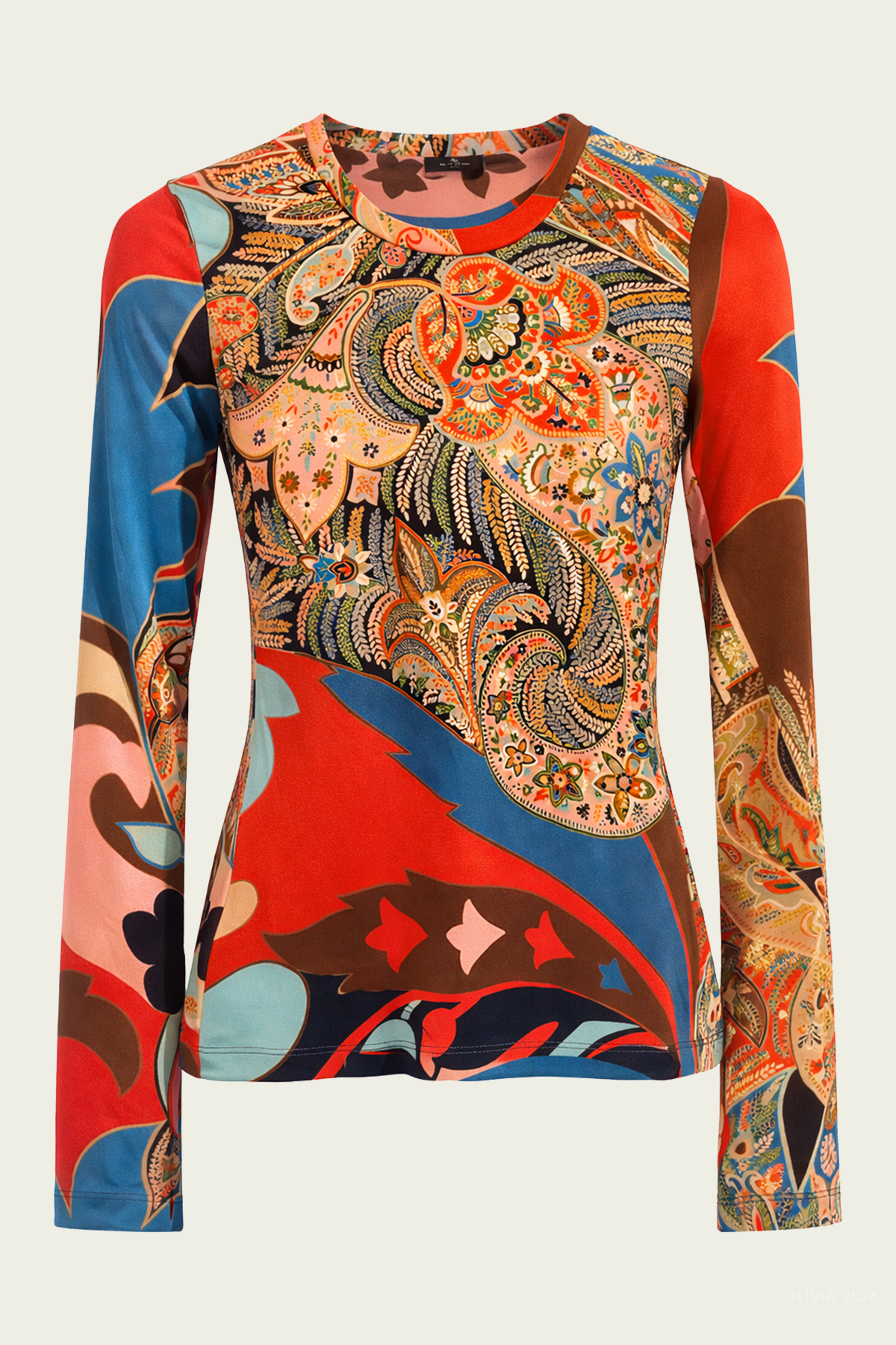 Paisley-Print Jersey Top in Multicolor