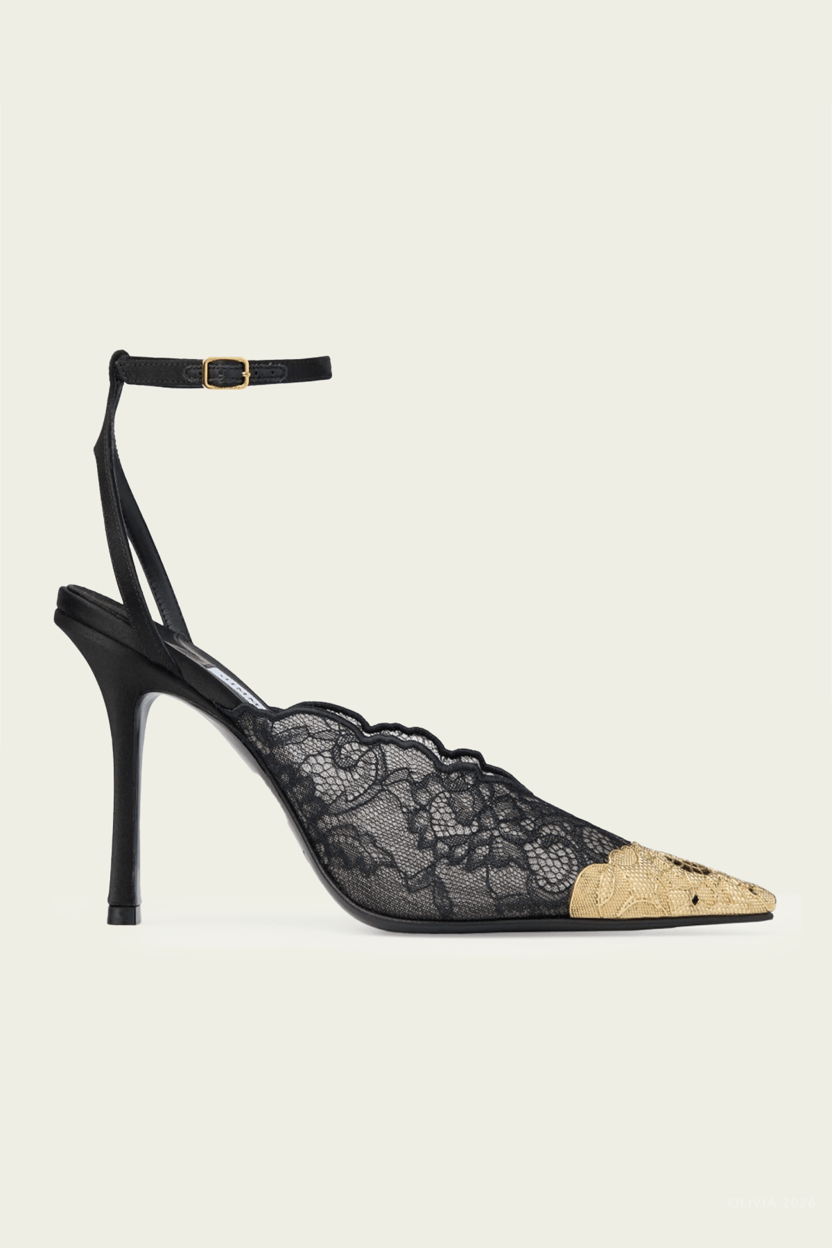Faiz 100 Lace Pumps in Black Vintage Gold - shop-olivia.com