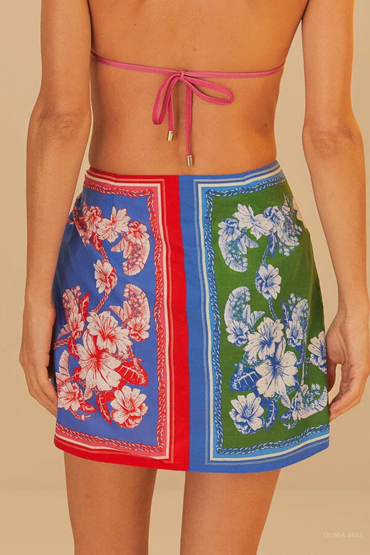 Mixed Scarves Floral Elegance Mini Skirt