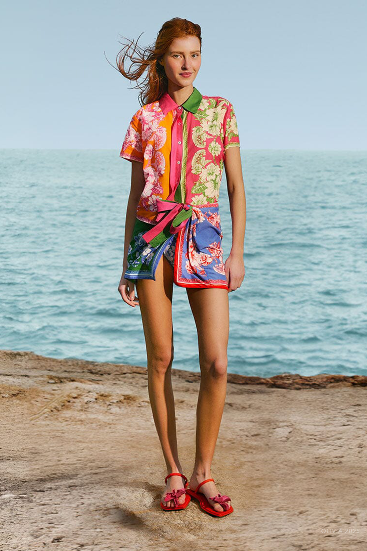 Mixed Scarves Floral Elegance Mini Skirt