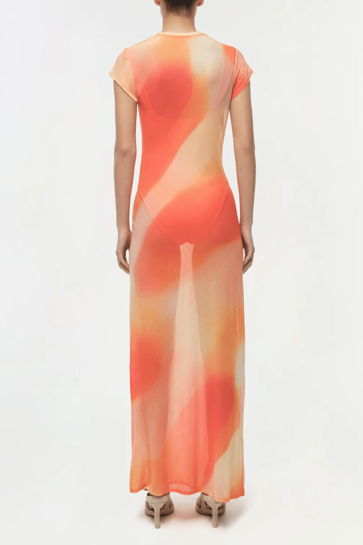 Fia Mesh Midi Dress in Golden Hour Sunset - shop - olivia.com