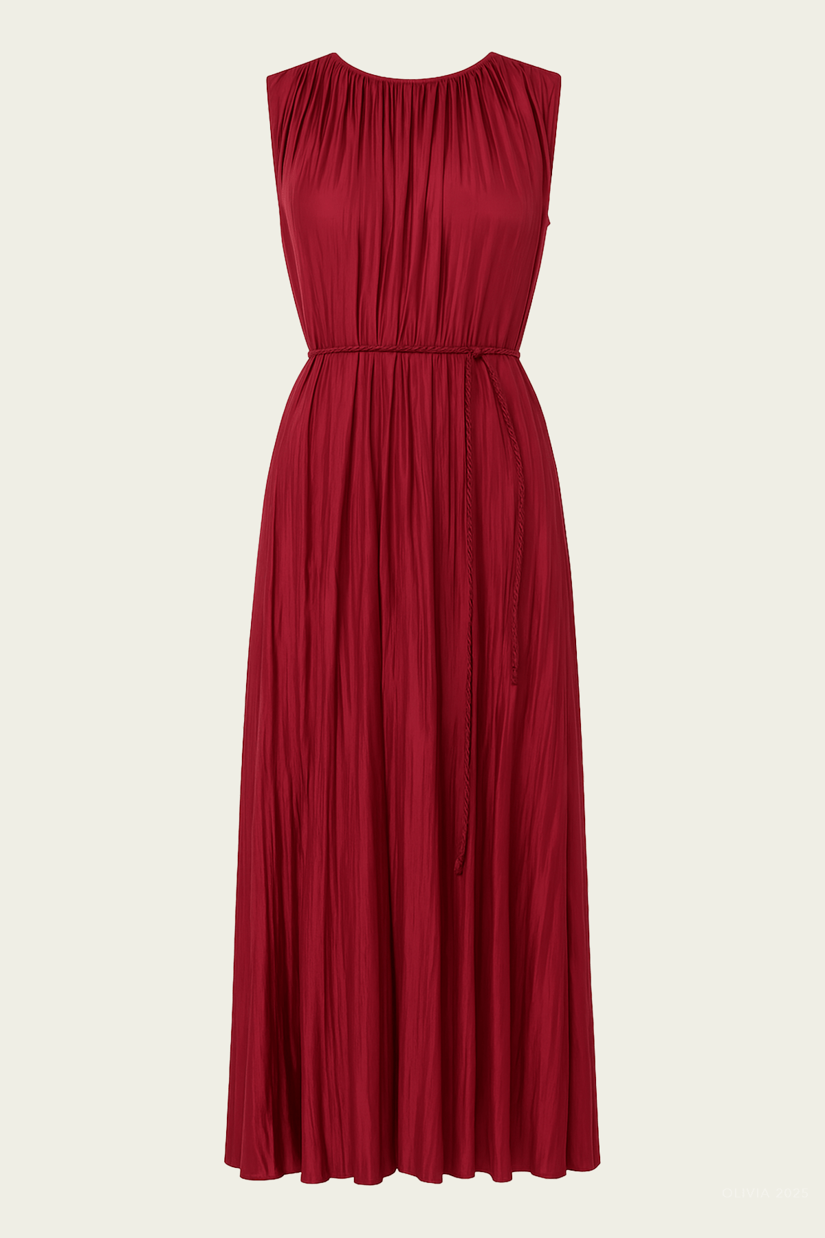 Fianna Pleated Midi Dress in Claret - shop - olivia.com