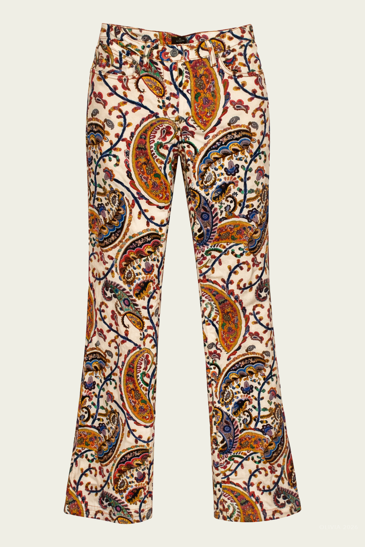 Floral Paisley Boot - Cut Jeans in Multicolor - shop - olivia.com