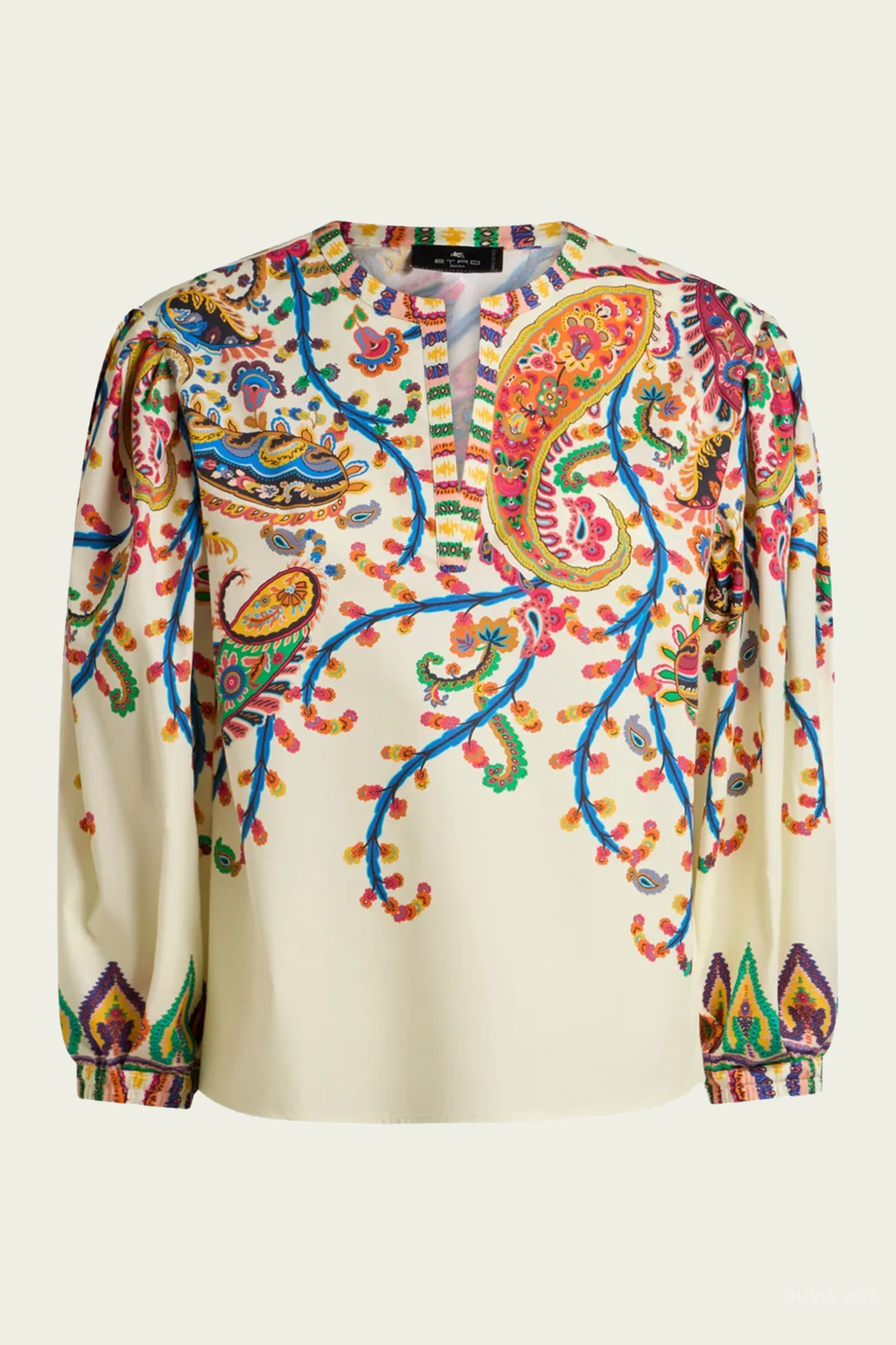 Floral Paisley - Print Cotton Blouse in Ecru Multicolor - shop - olivia.com