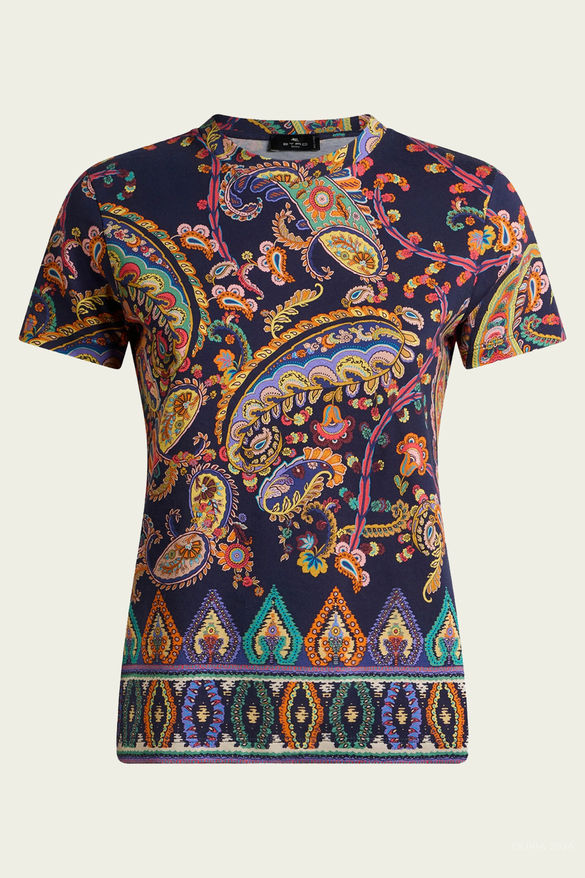 Floral Paisley - Print Medallion T-Shirt in Navy Multicolor - shop - olivia.com