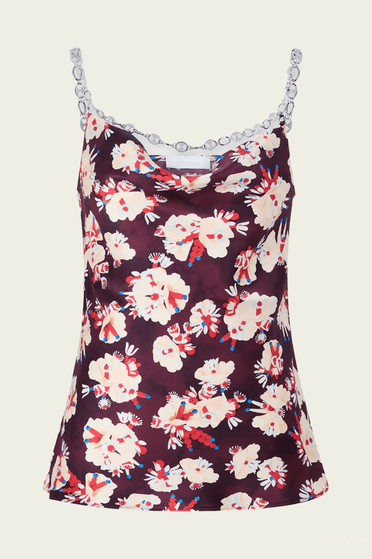 Floral Patterned Silk Top in Magenta - shop-olivia.com