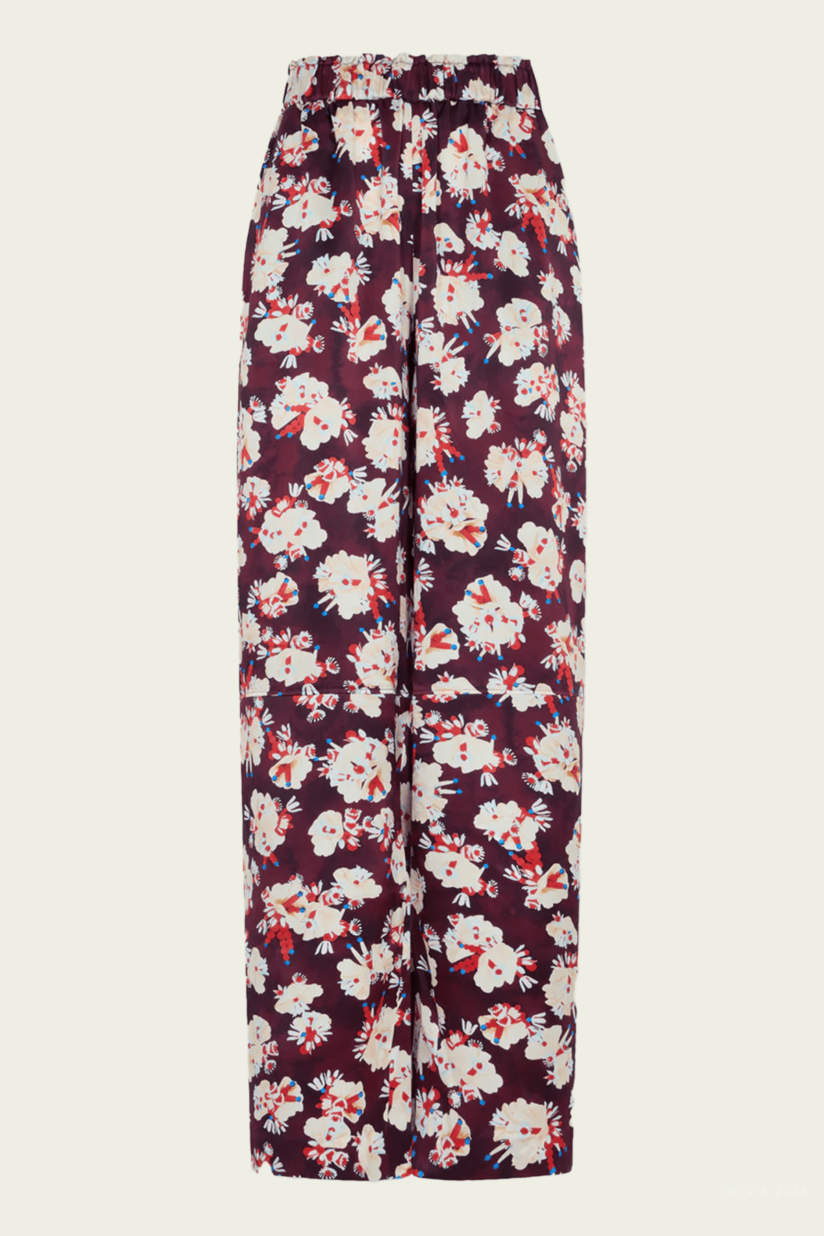 Floral Patterned Straight Trouser in Magenta - shop-olivia.com