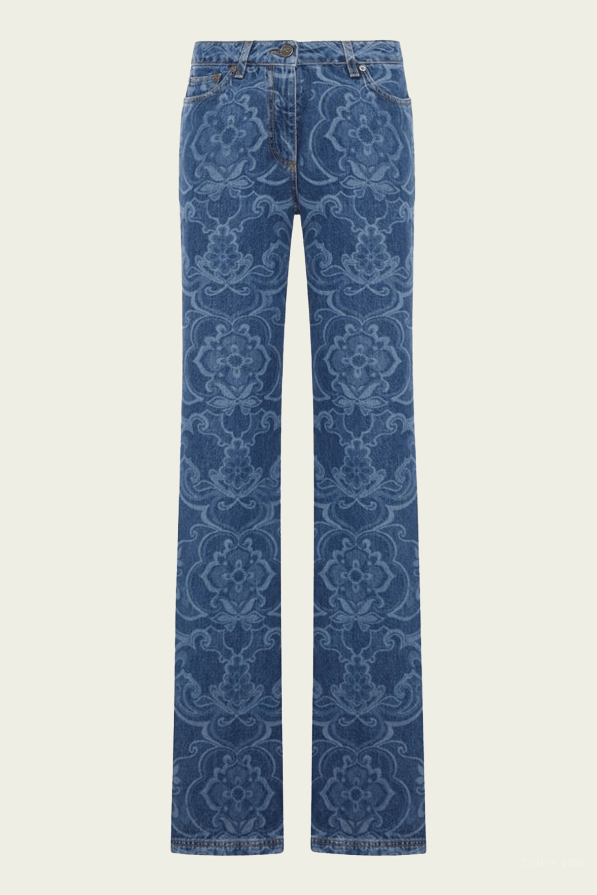 Floral - Print Denim Jeans in Blue - shop - olivia.com