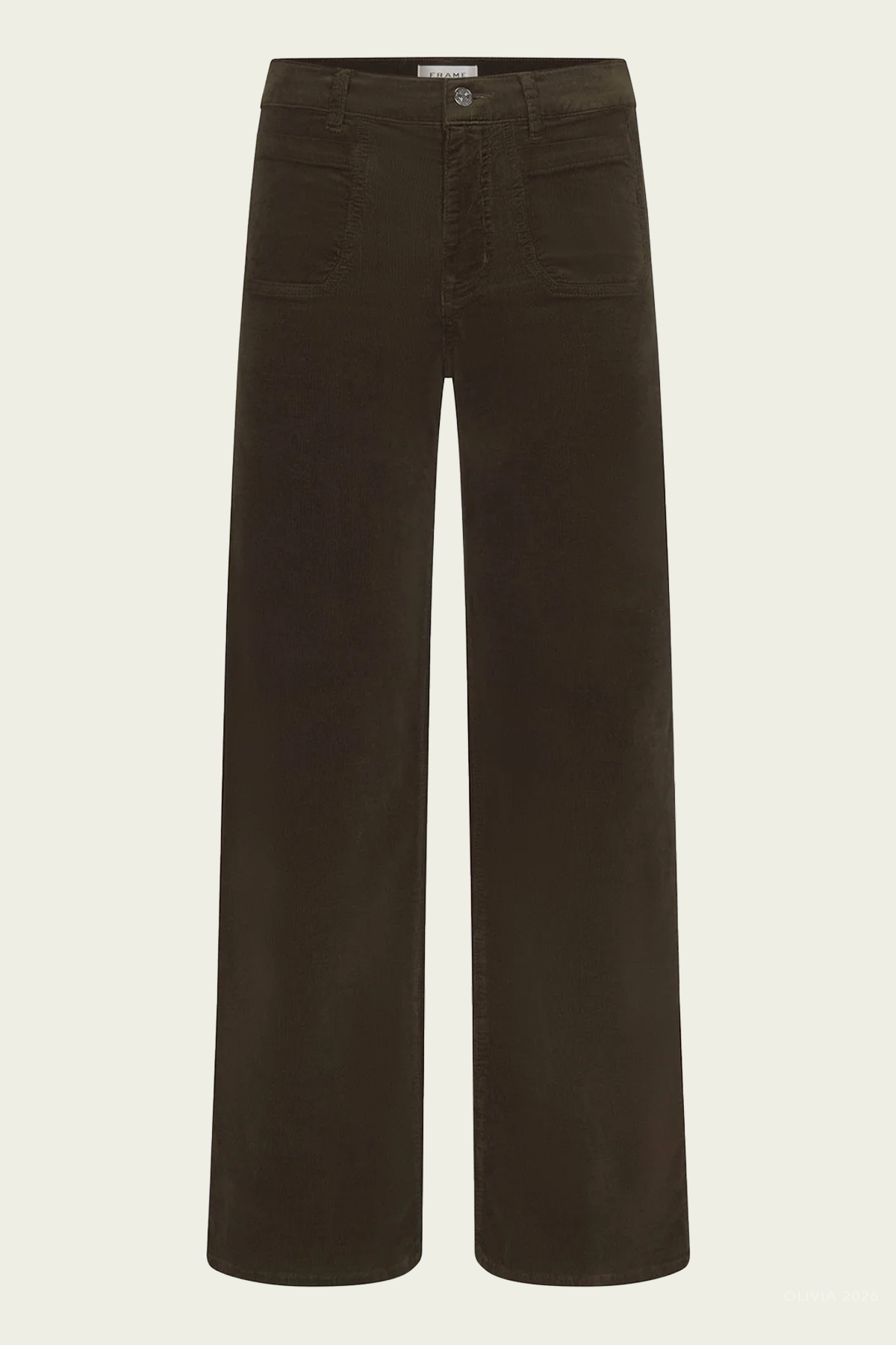 Le Slim Palazzo Modernist Pocket Corduroy in Rich Military